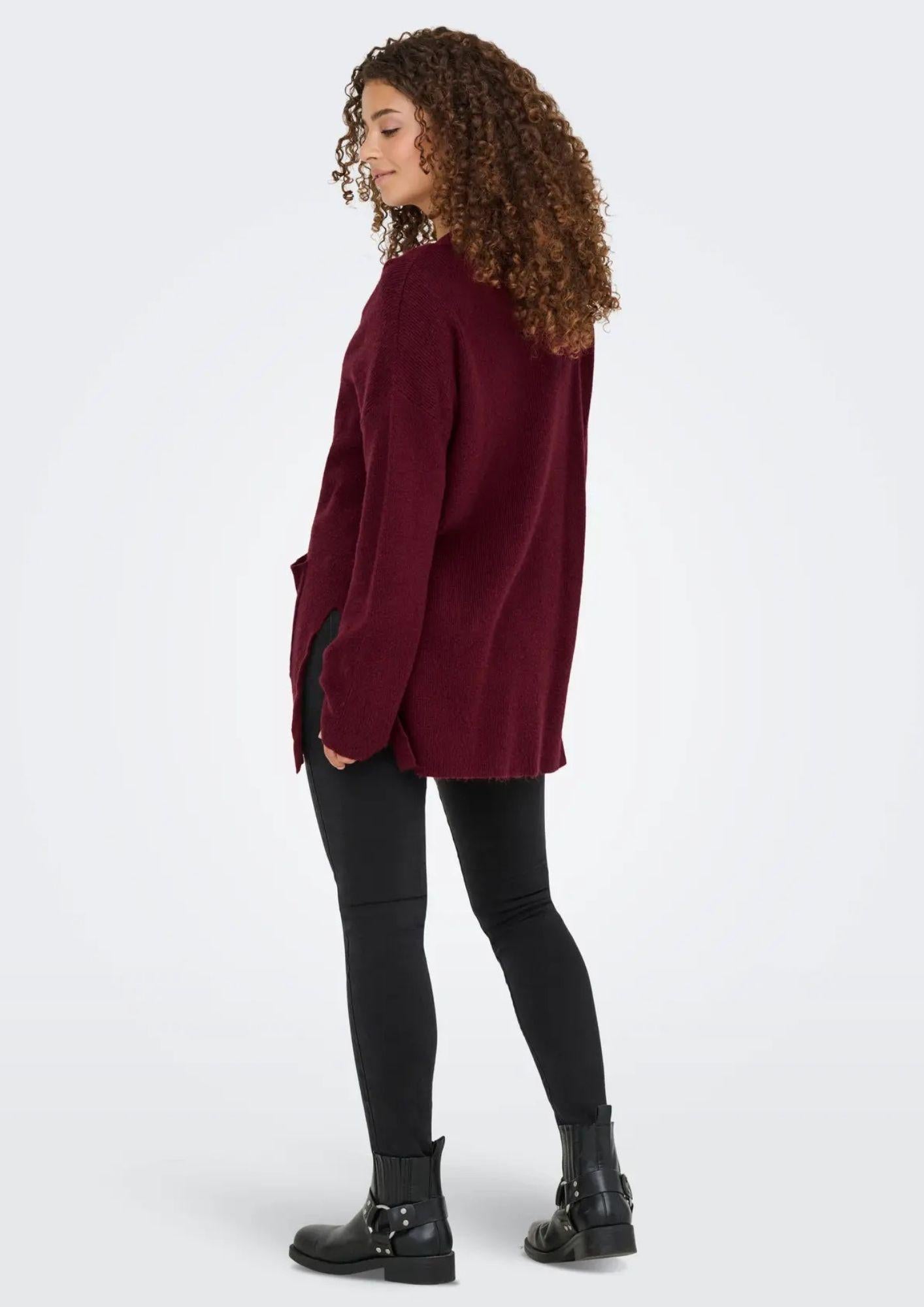 Cardigan Donna Only Ibi Bordeaux
