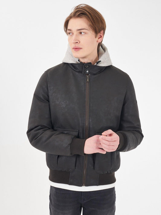 Yes Zee Giubbino Uomo Bomber Marrone Testa di Moro