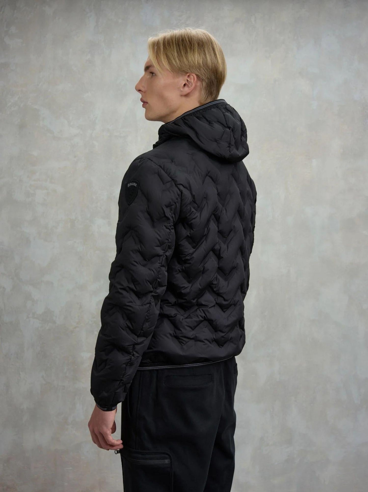 Blauer Piumino Uomo Piery Nero con Interno Tabacco