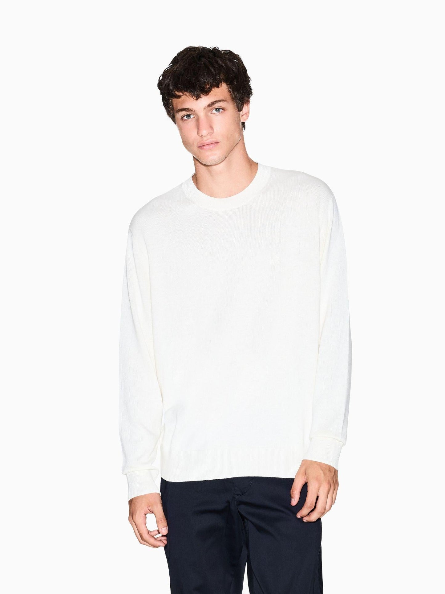 Armani Exchange Maglione girocollo in misto cotone Uomo Bianco