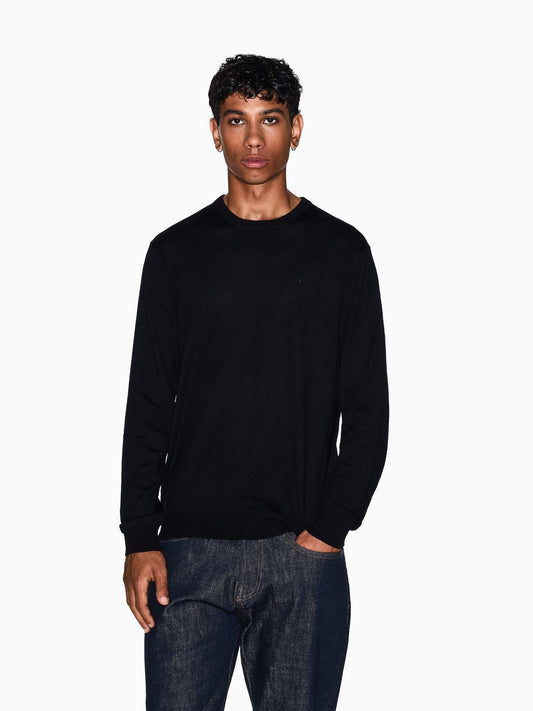 Armani Exchange Maglione Uomo Girocollo In Lana Vergine Nero