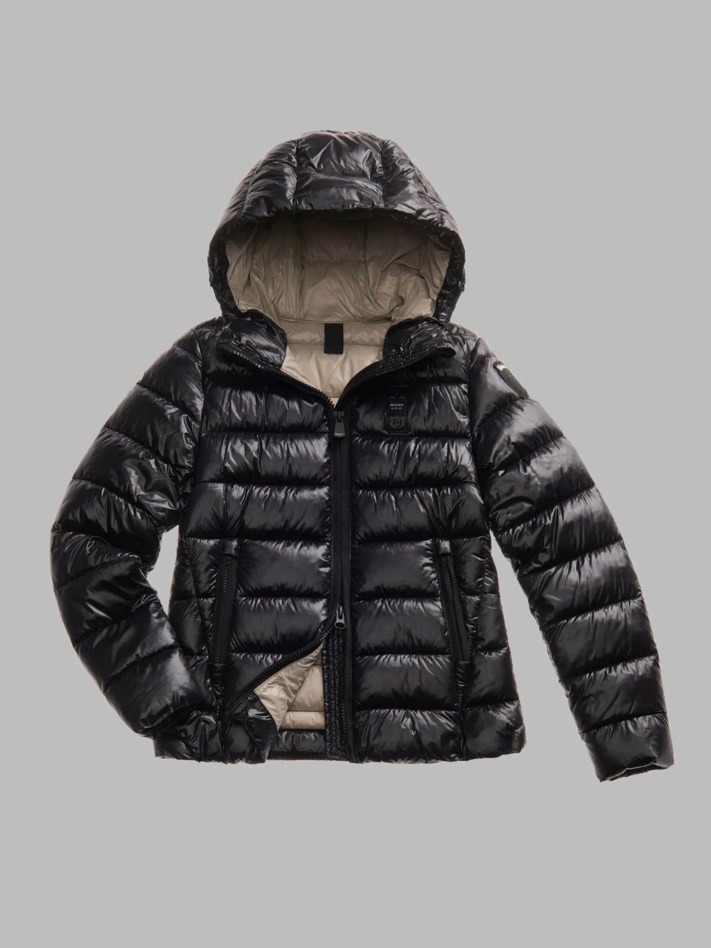 Blauer Giacca Invernale Donna Caroll Nera con Interno Beige