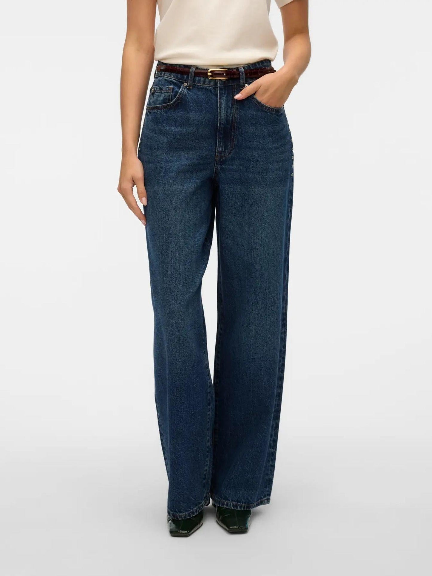 Vero Moda Jeans Donna Rae Wide Fit Dark Blue Denim