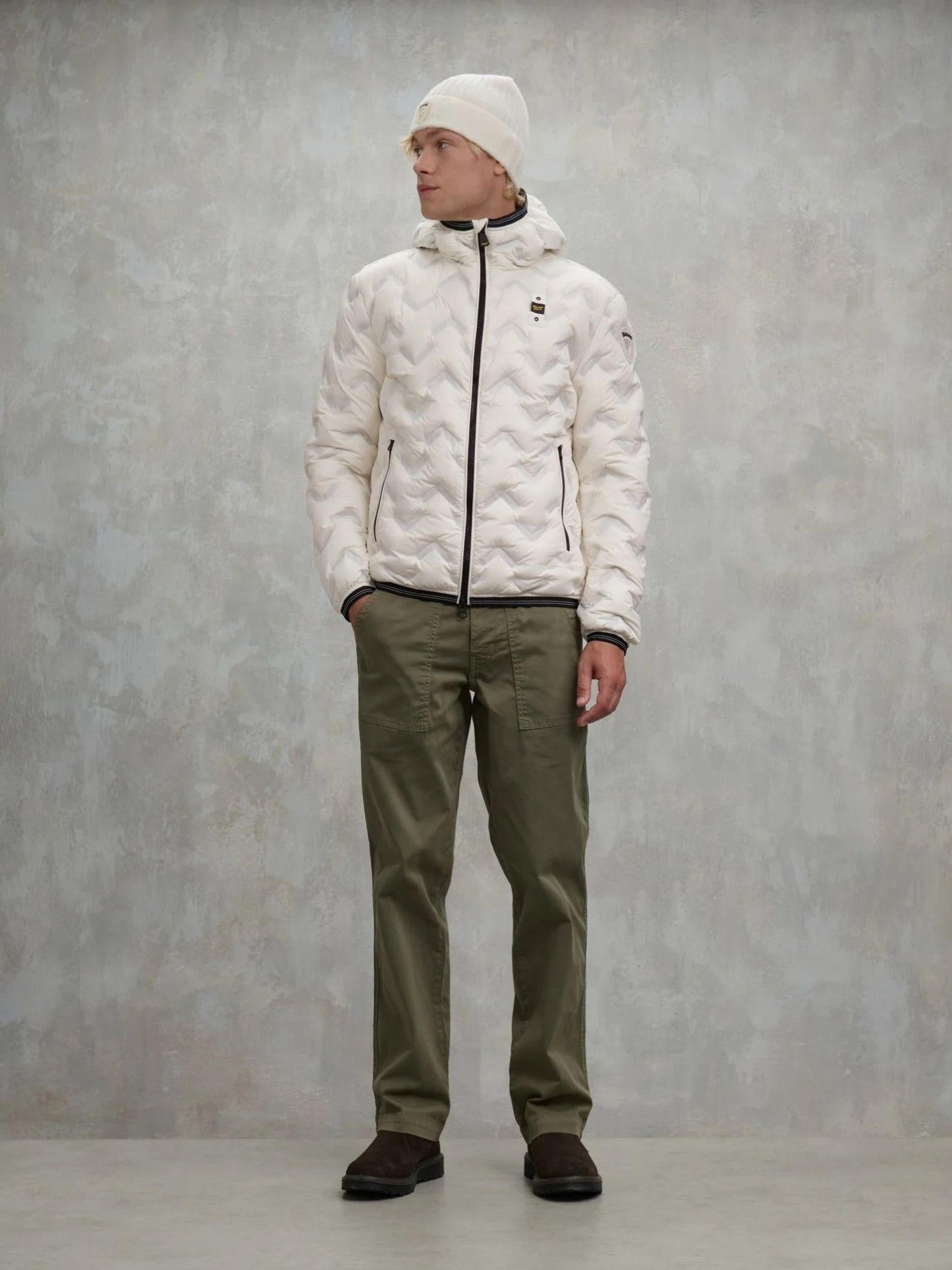 Blauer Piumino Uomo Piery Bianco neve con interno beige