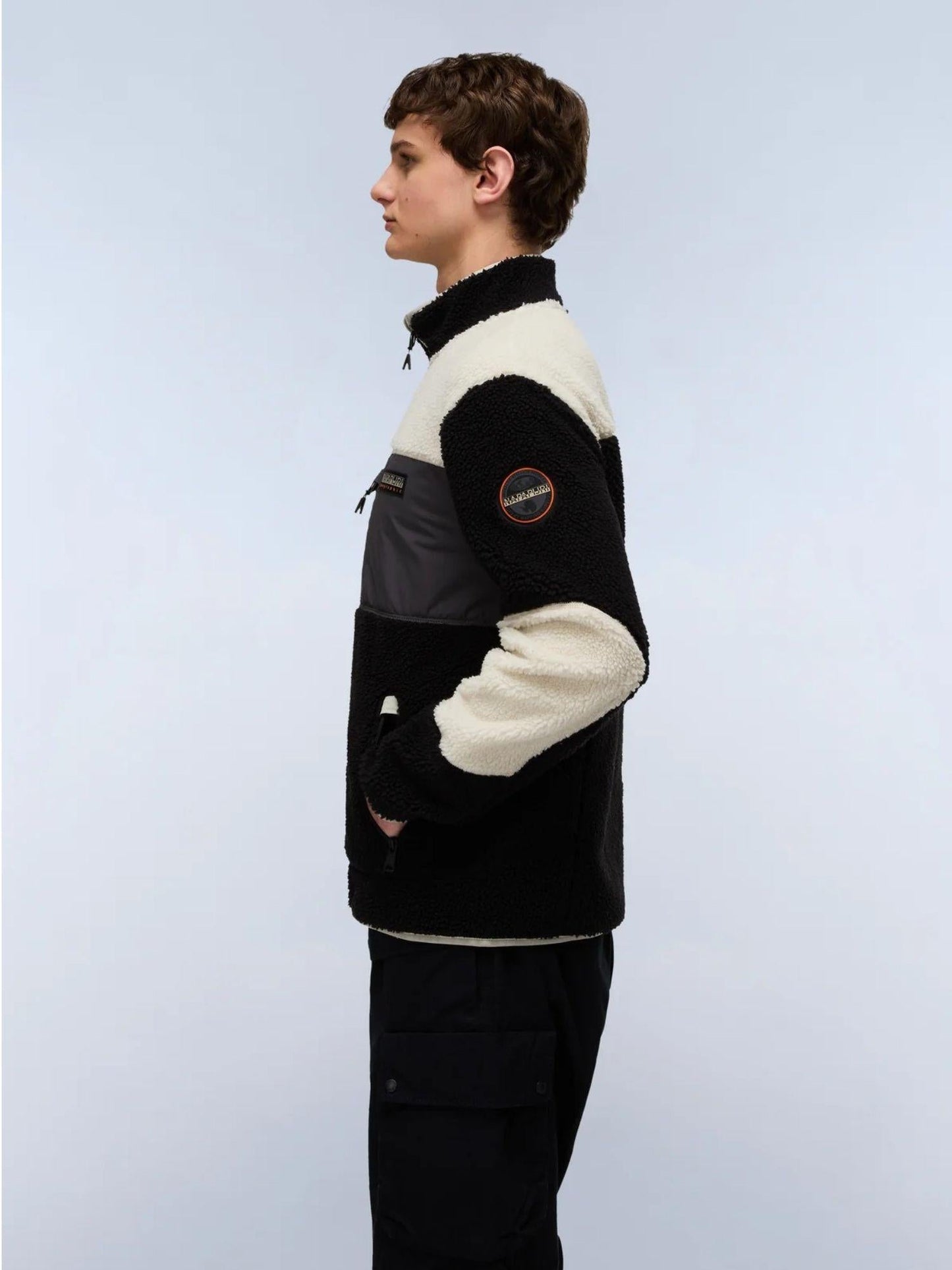 Napapijri Felpa Uomo Yupik In Pile Con Zip Multicolore