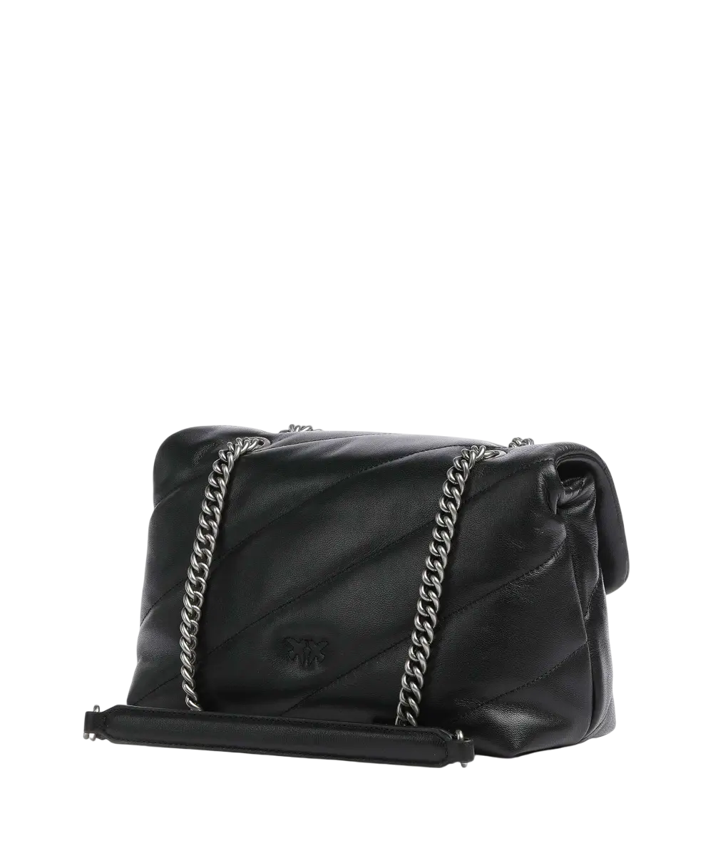 Pinko borsa Love Bag Puff Classic in pelle trapuntata nero argento