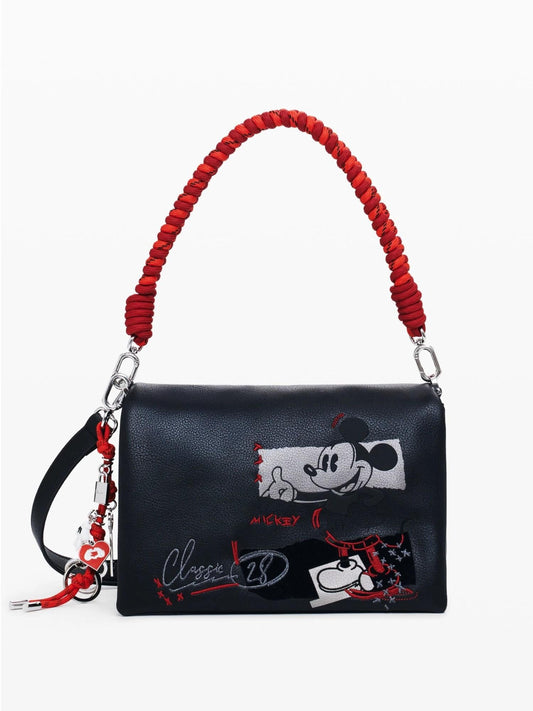 Desigual Borsa a tracolla effetto pelle Mickey media Donna Nero