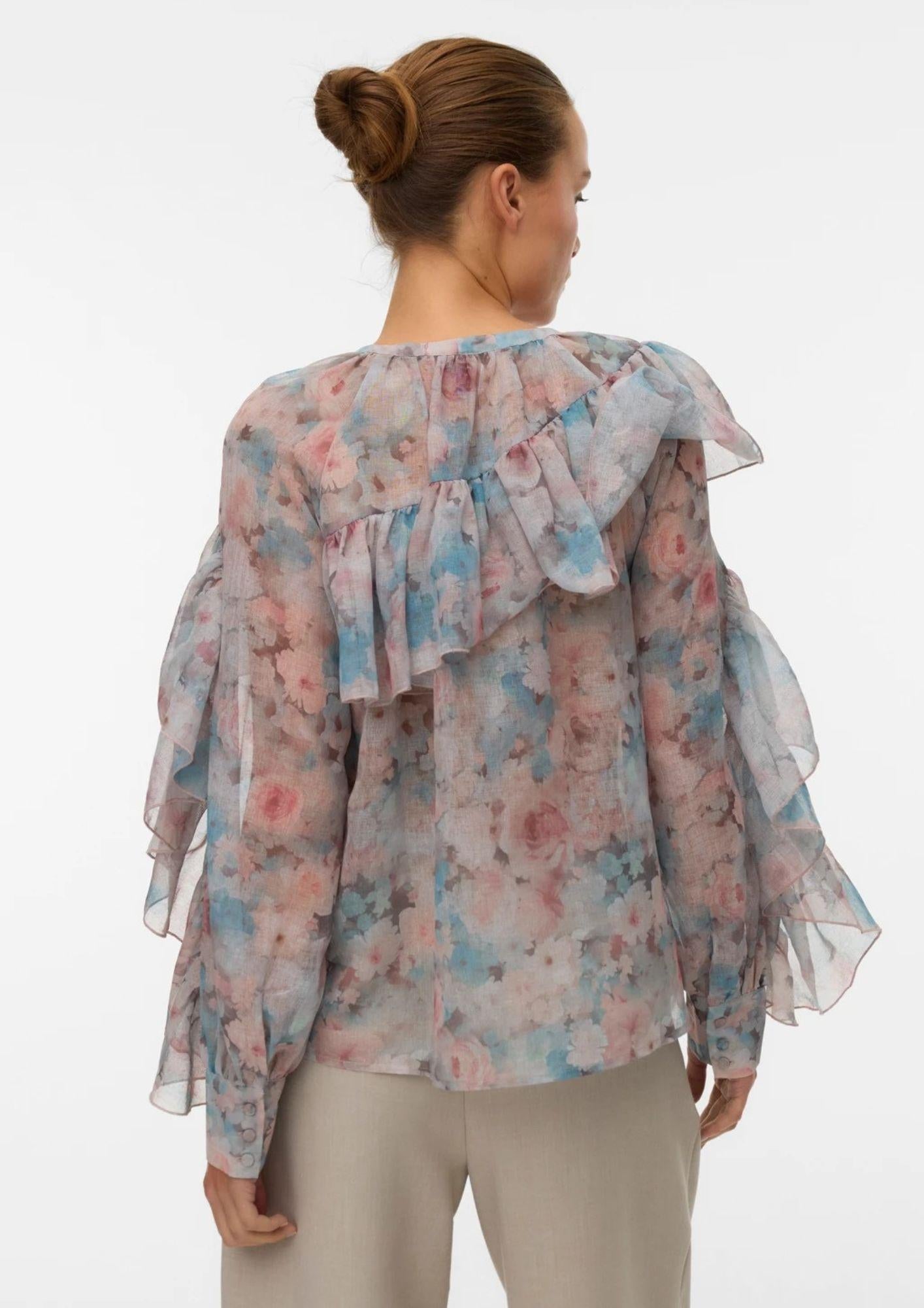 Vero Moda Camicia Donna Sabrina Beige fantasia