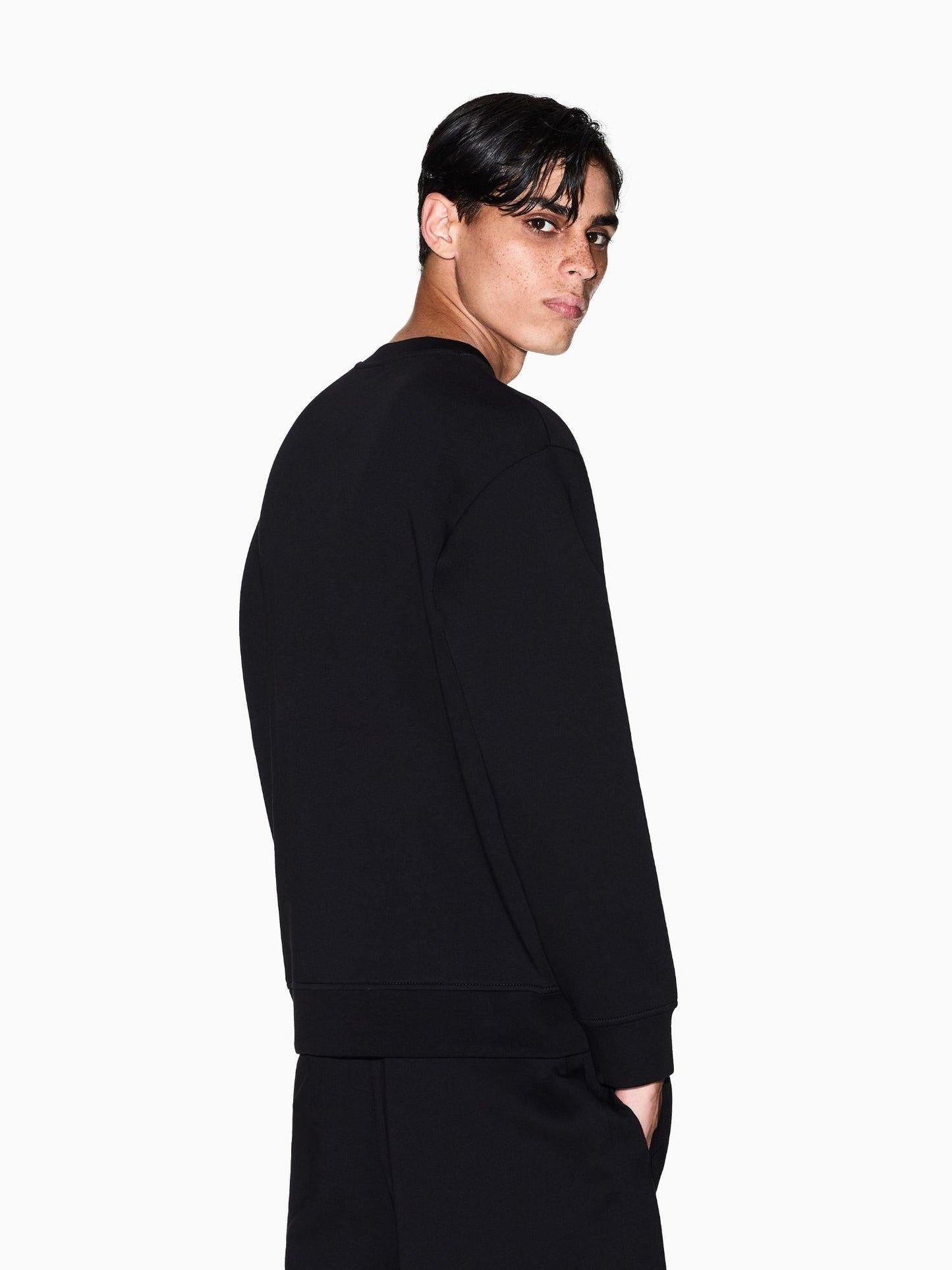 Armani Exchange Felpa Uomo Nera Girocollo in Cotone