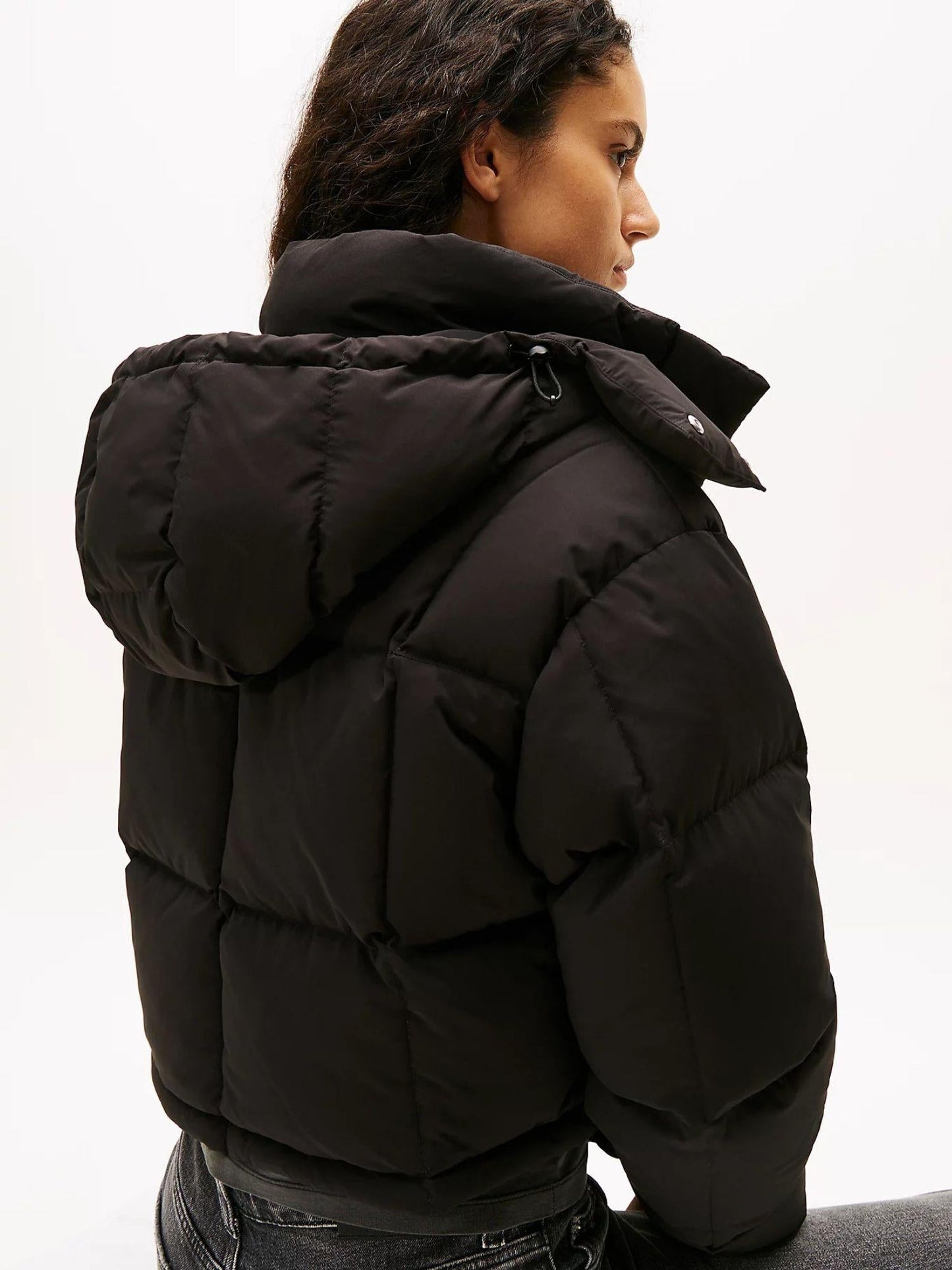 Tommy Hilfiger Piumino Donna Alaska Cropped Fit Nero