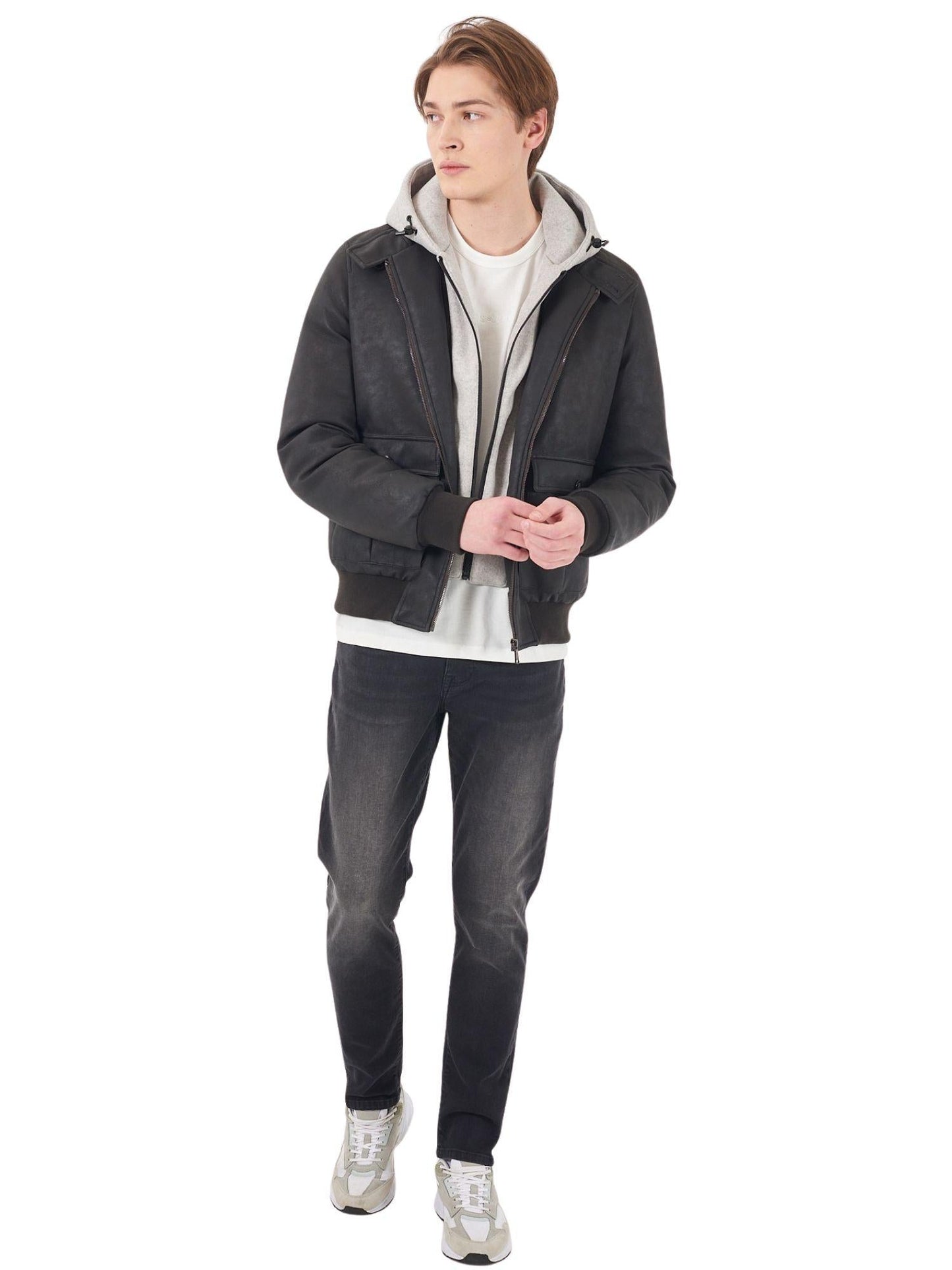 Yes Zee Giubbino Uomo Bomber Marrone Testa di Moro