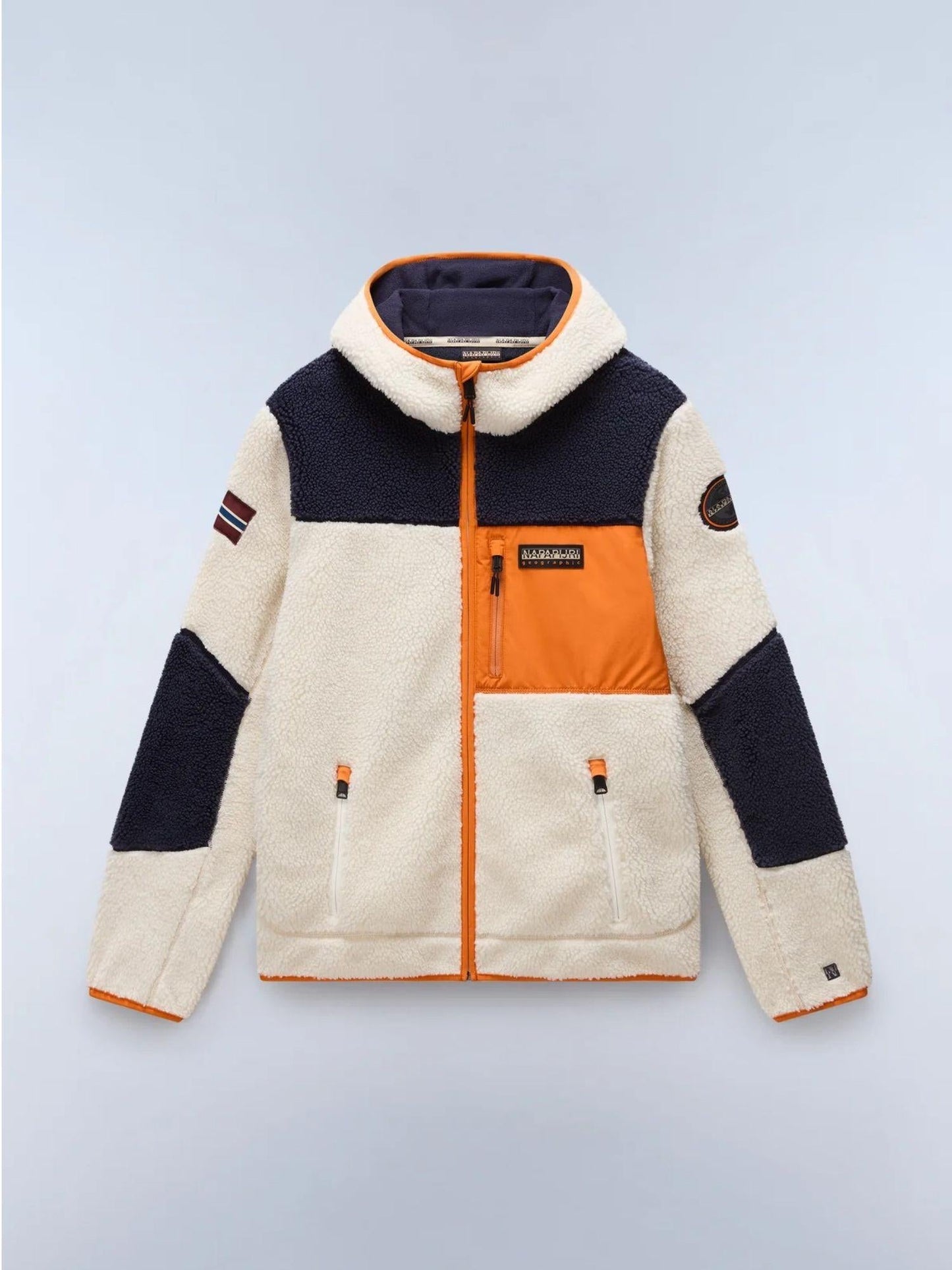 Napapijri Felpa Uomo Yupik Con Cappuccio E Zip in Pile Multicolore