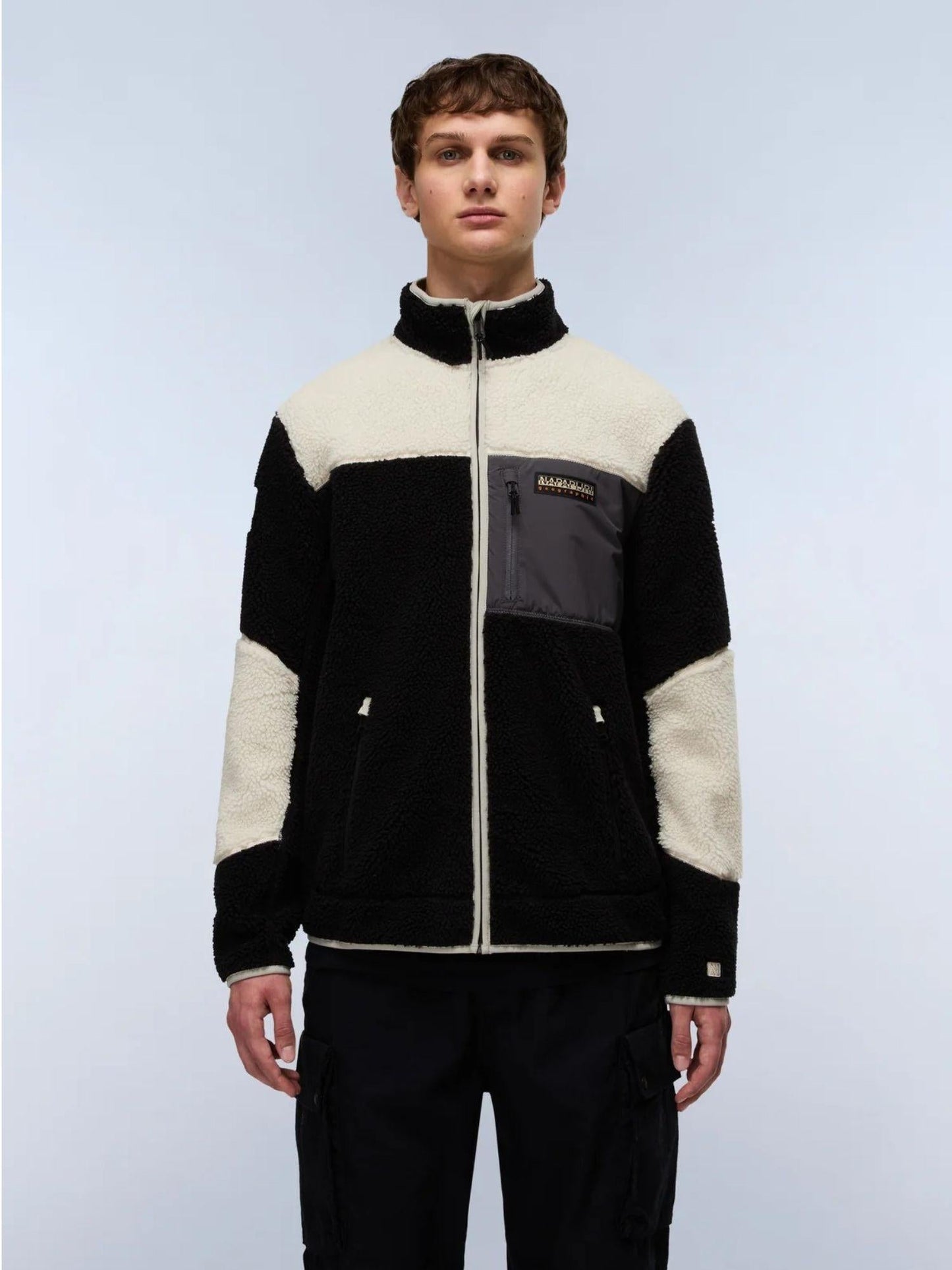 Napapijri Felpa Uomo Yupik In Pile Con Zip Multicolore