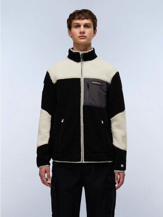 Napapijri Felpa Uomo Yupik In Pile Con Zip Multicolore