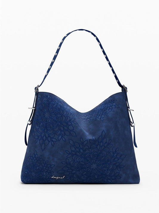 Desigual Borsa a spalla media con rilievo mandala Donna Blu
