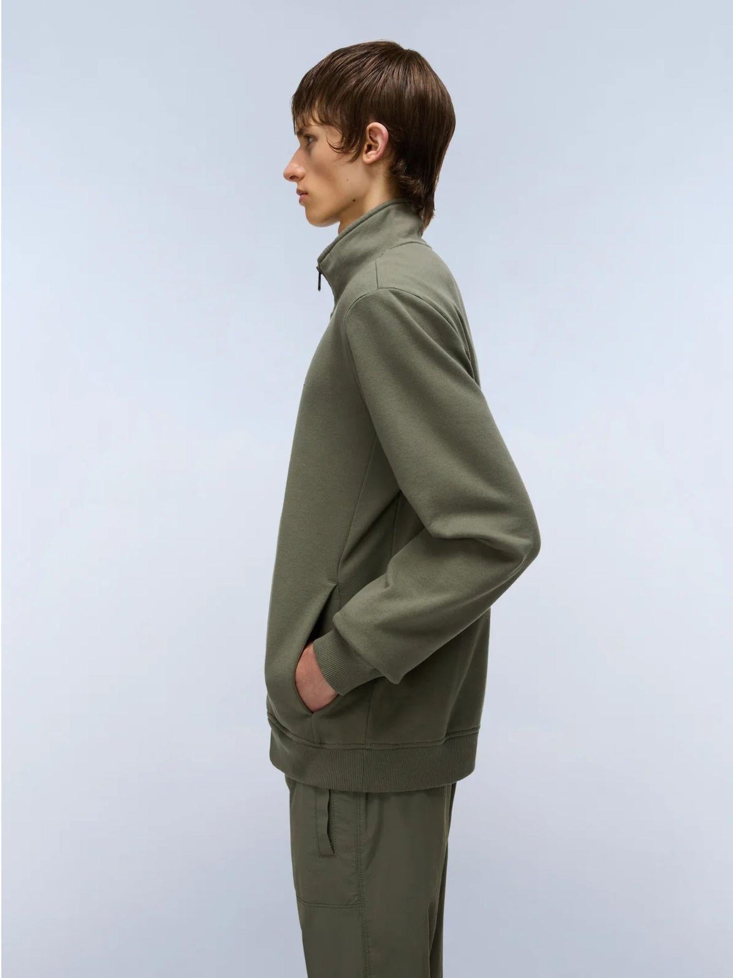 Napapijri Felpa Uomo Balis Winter Con Zip Verde Tè