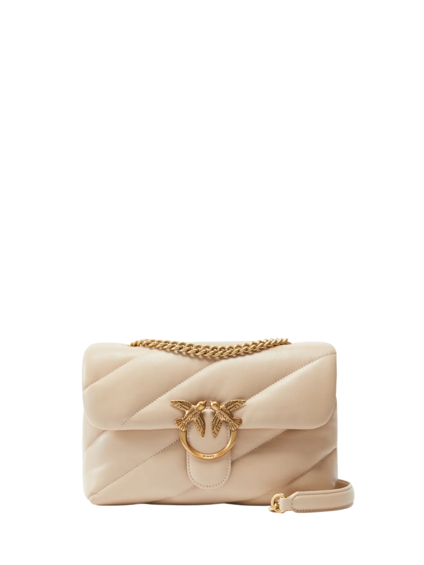 Pinko borsa Love Bag Classic Puff in pelle beige oro