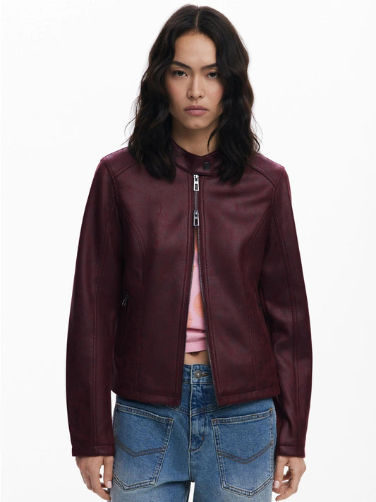 Desigual Giacca Donna Effetto Pelle Combinata Rossa