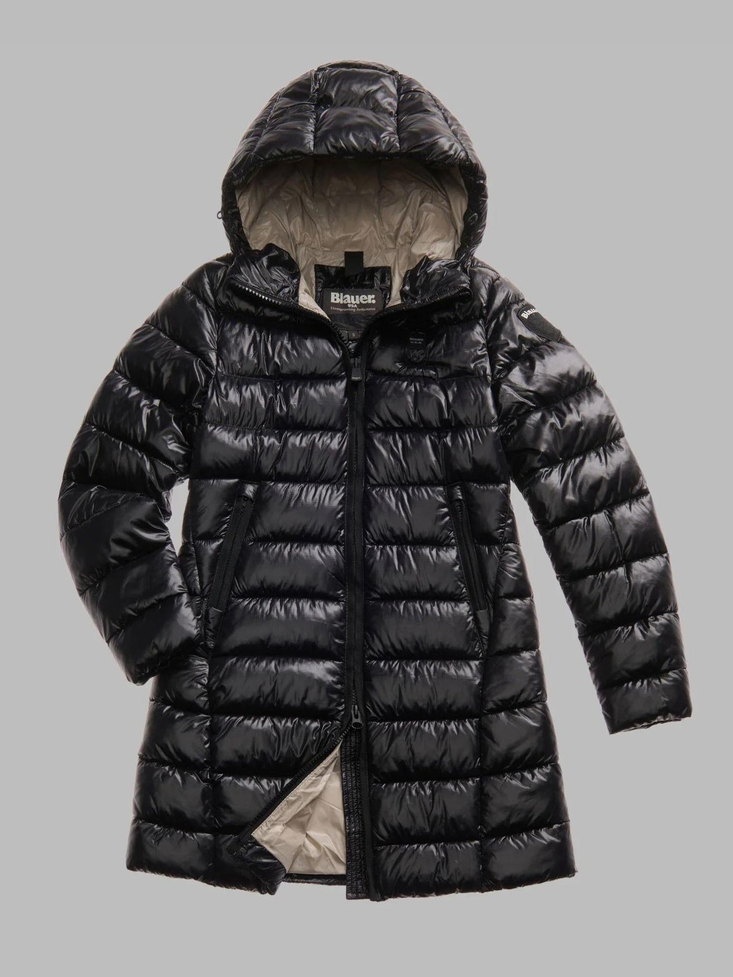 Blauer Cappotto invernale Adelaide Donna Nero interno beige