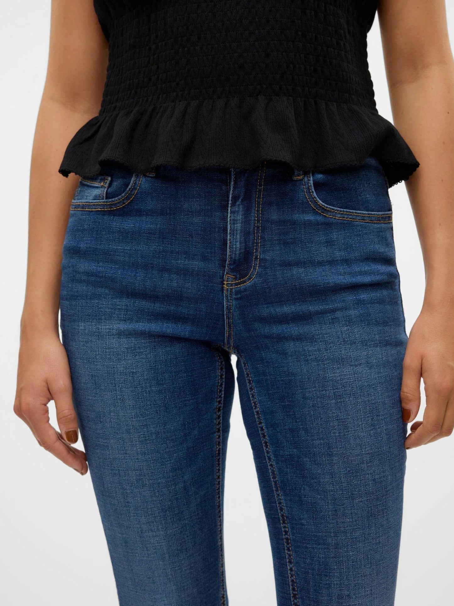 Vero Moda Jeans Donna Flash A Vita Media Flared Fit Dark Blue Denim
