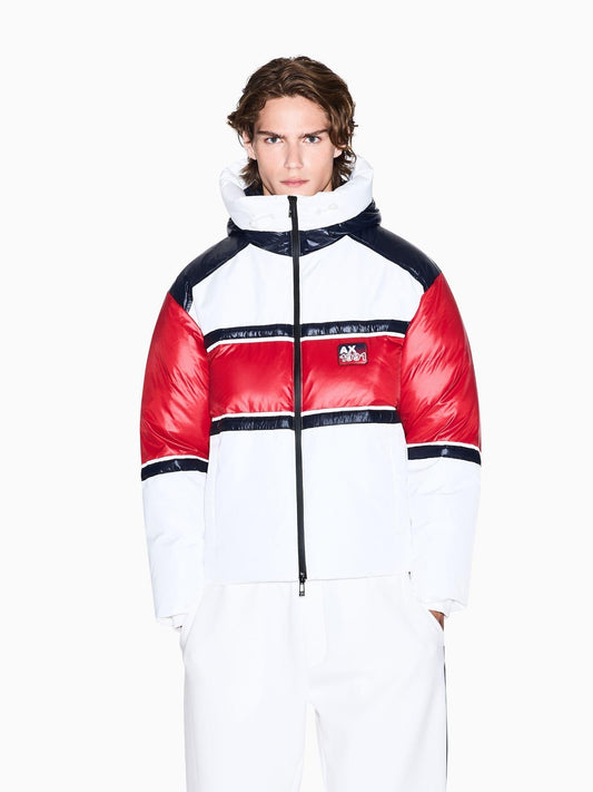 Armani Exchange Giubbotto Uomo con Bande a Contrasto Bianco