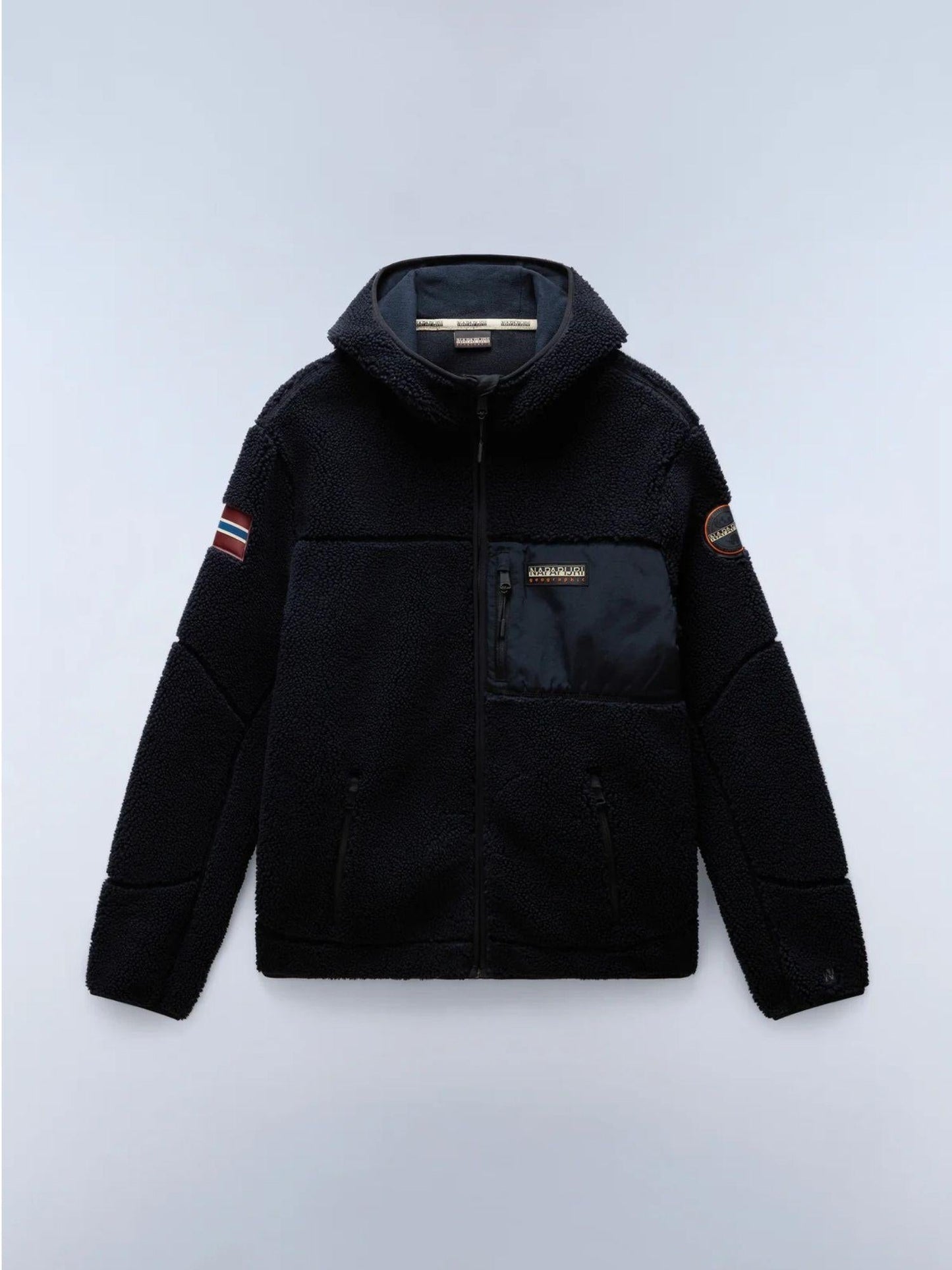 Napapijri Felpa Uomo Yupik Con Cappuccio E Zip In Pile Nero