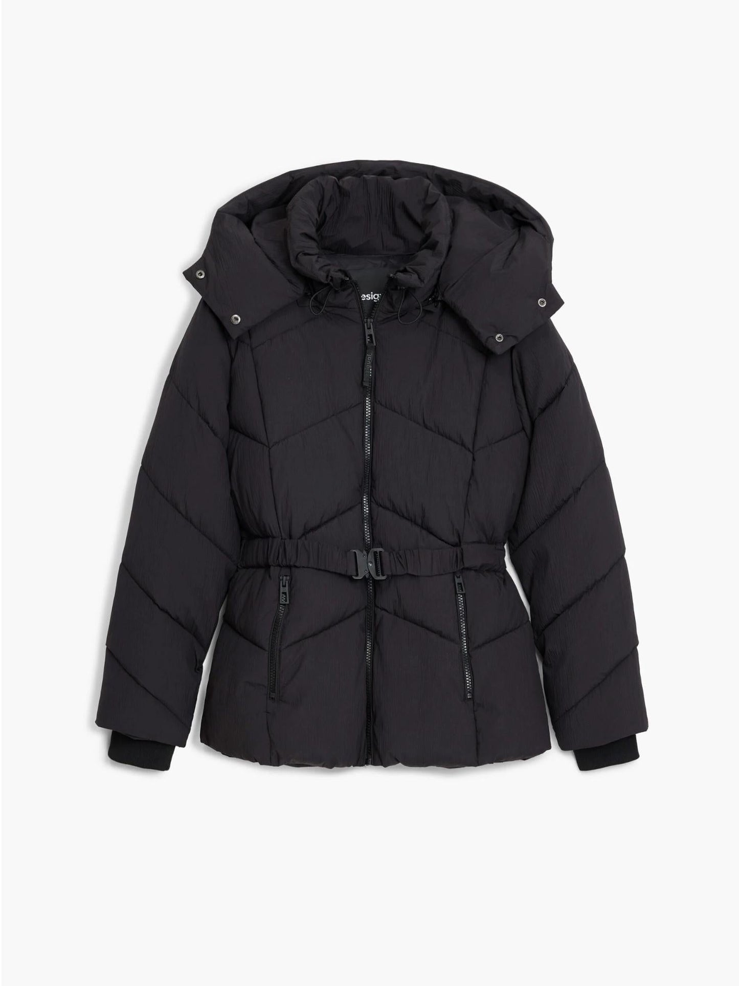 Desigual Giacca Imbottita con Cintura Donna Nera