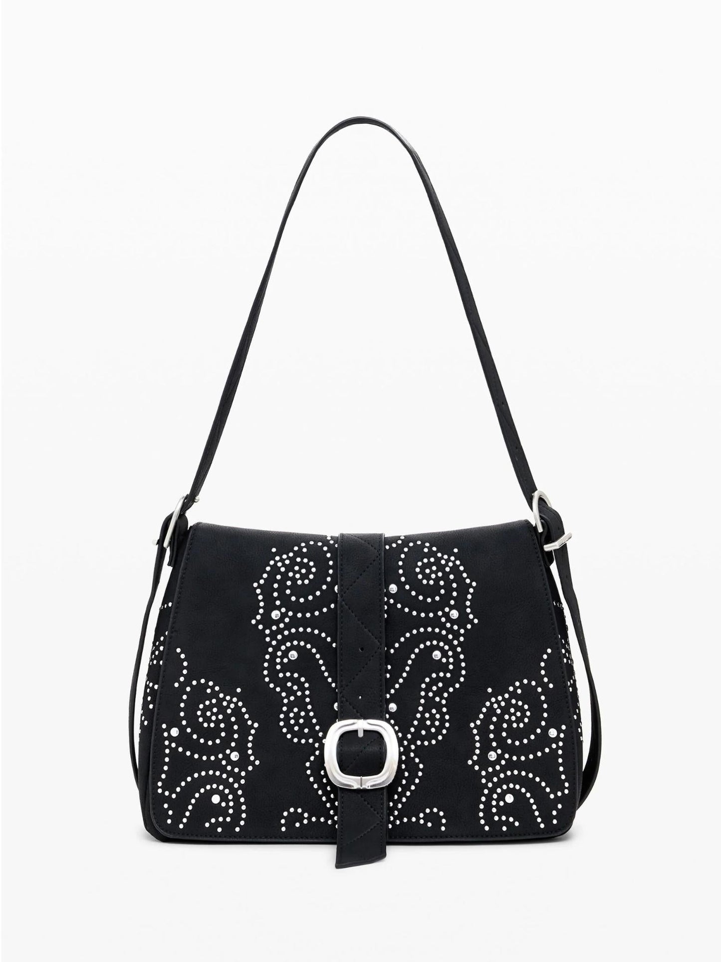 Desigual Borsa a tracolla effetto pelle con borchie piccola Donna Nero
