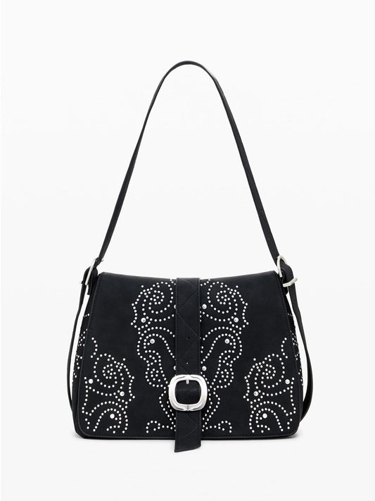 Desigual Borsa a tracolla effetto pelle con borchie piccola Donna Nero