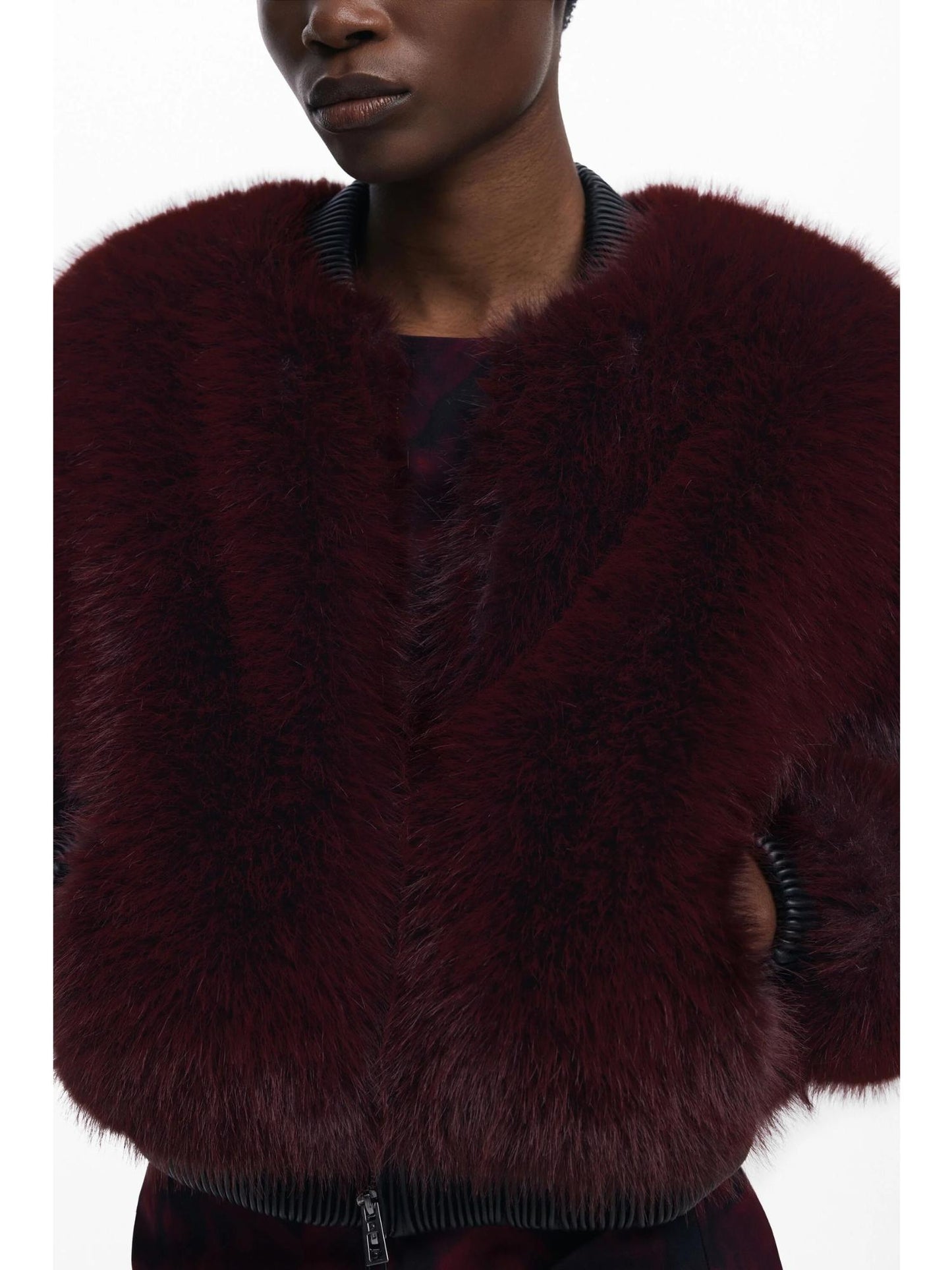 Desigual Giacca in pelliccia color lampone Donna