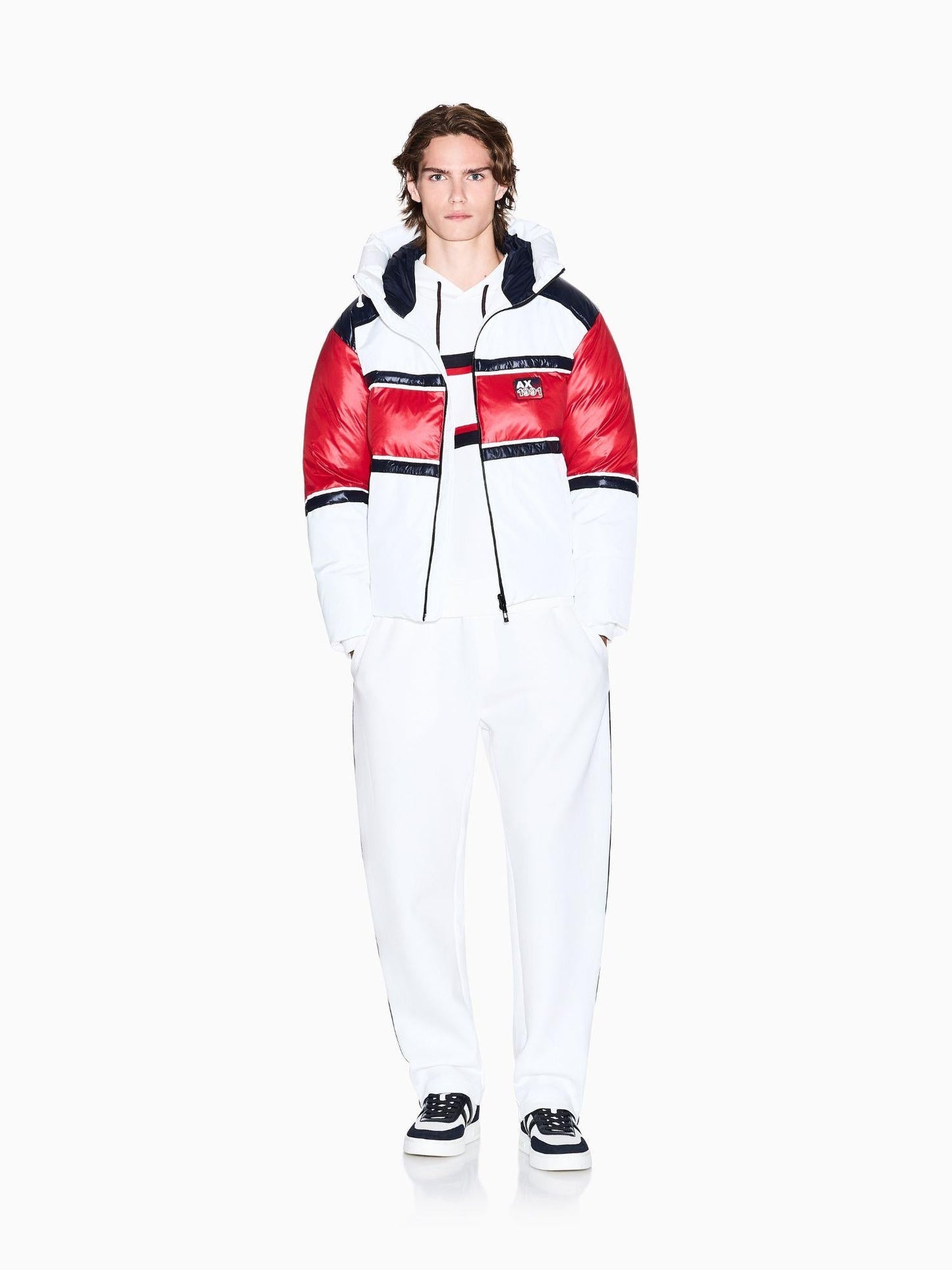 Armani Exchange Giubbotto Uomo con Bande a Contrasto Bianco