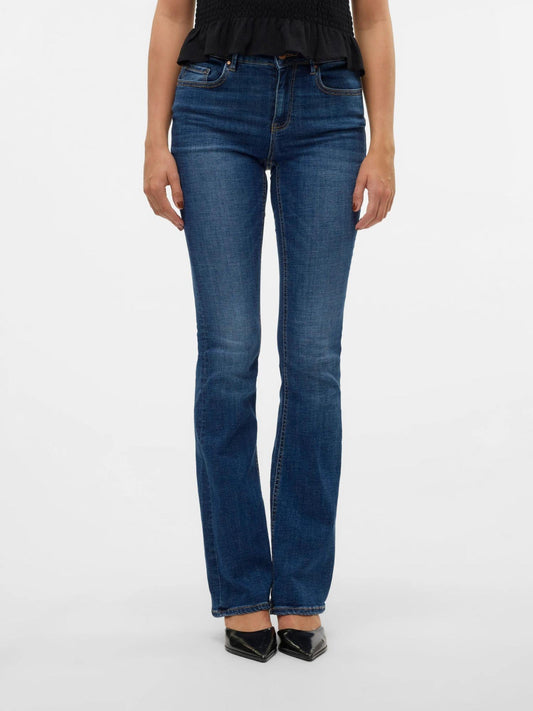 Vero Moda Jeans Donna Flash A Vita Media Flared Fit Dark Blue Denim