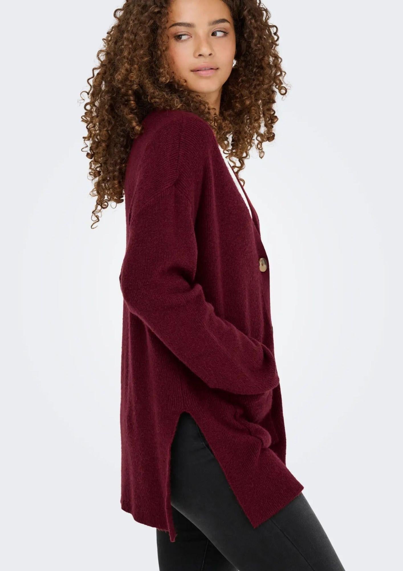 Cardigan Donna Only Ibi Bordeaux