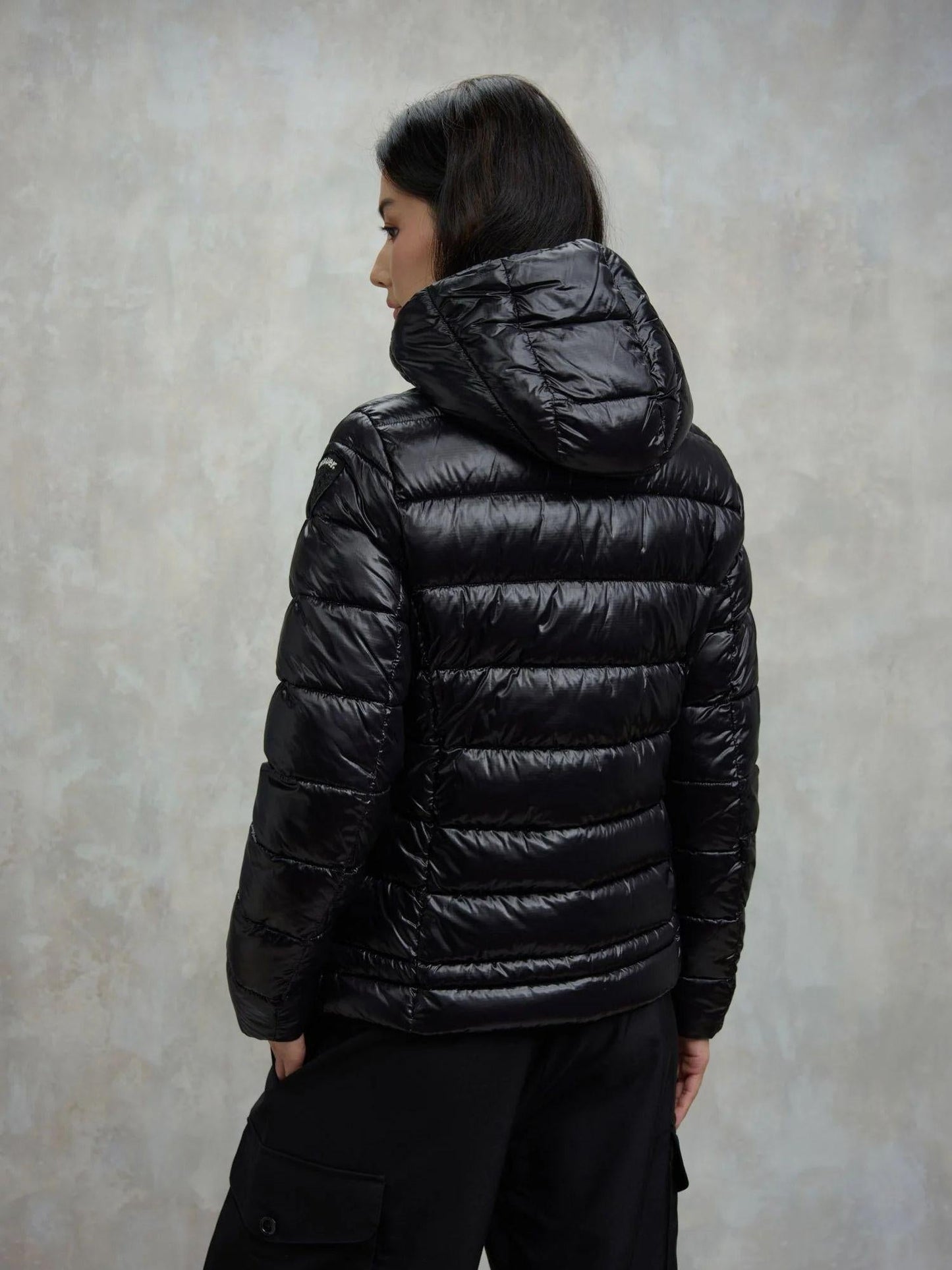 Blauer Giacca Invernale Donna Caroll Nera con Interno Beige