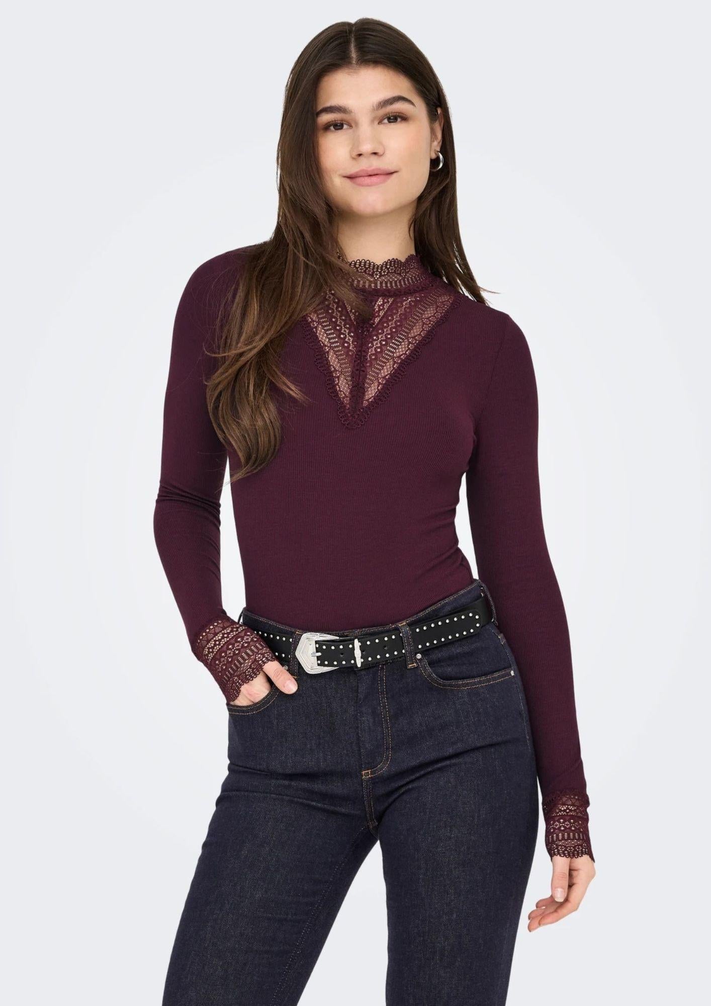 Only Top Donna Tilde Bordeaux
