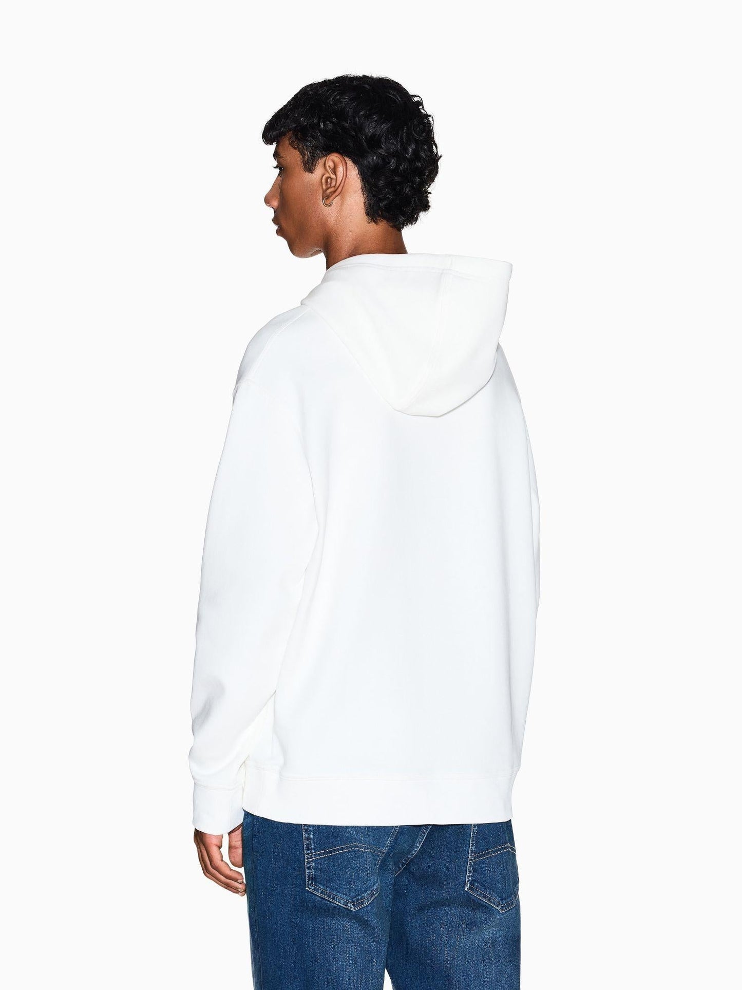 Armani Exchange Felpa Bianca Elegante Con Cappuccio Da Uomo Con Logo Ricamato