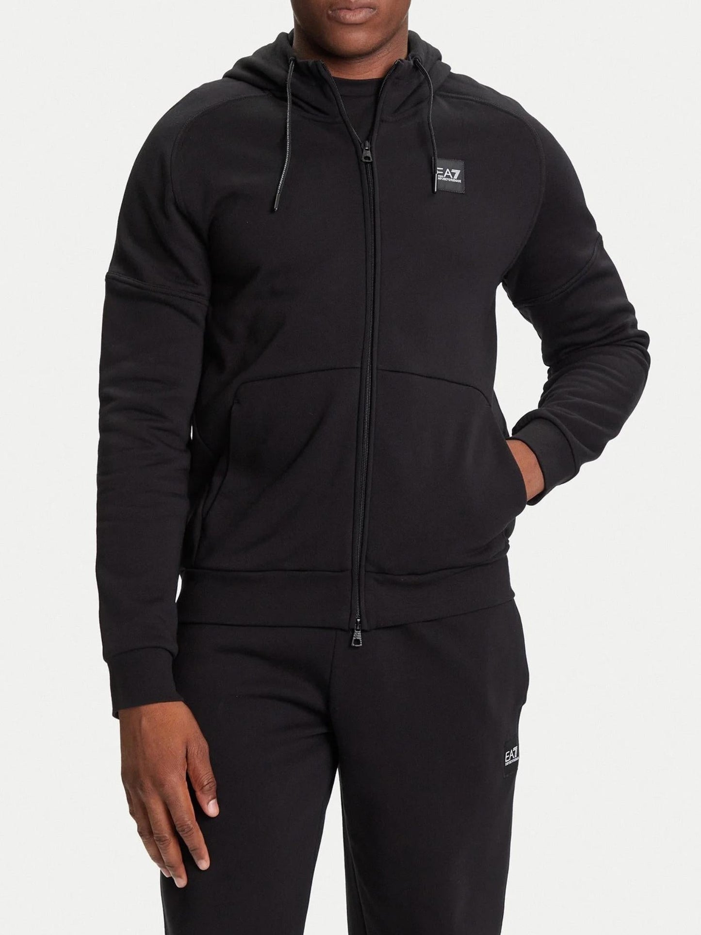 EA7 Emporio Armani Tuta Uomo con cappuccio full zip Nero