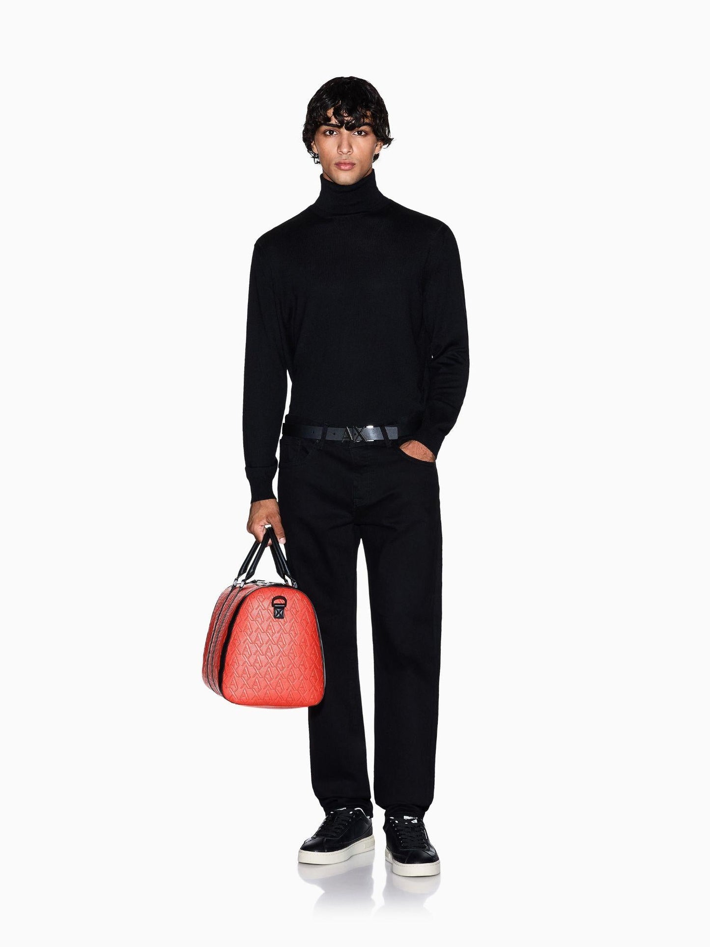 Armani Exchange Maglione dolcevita in misto lana Uomo Nero