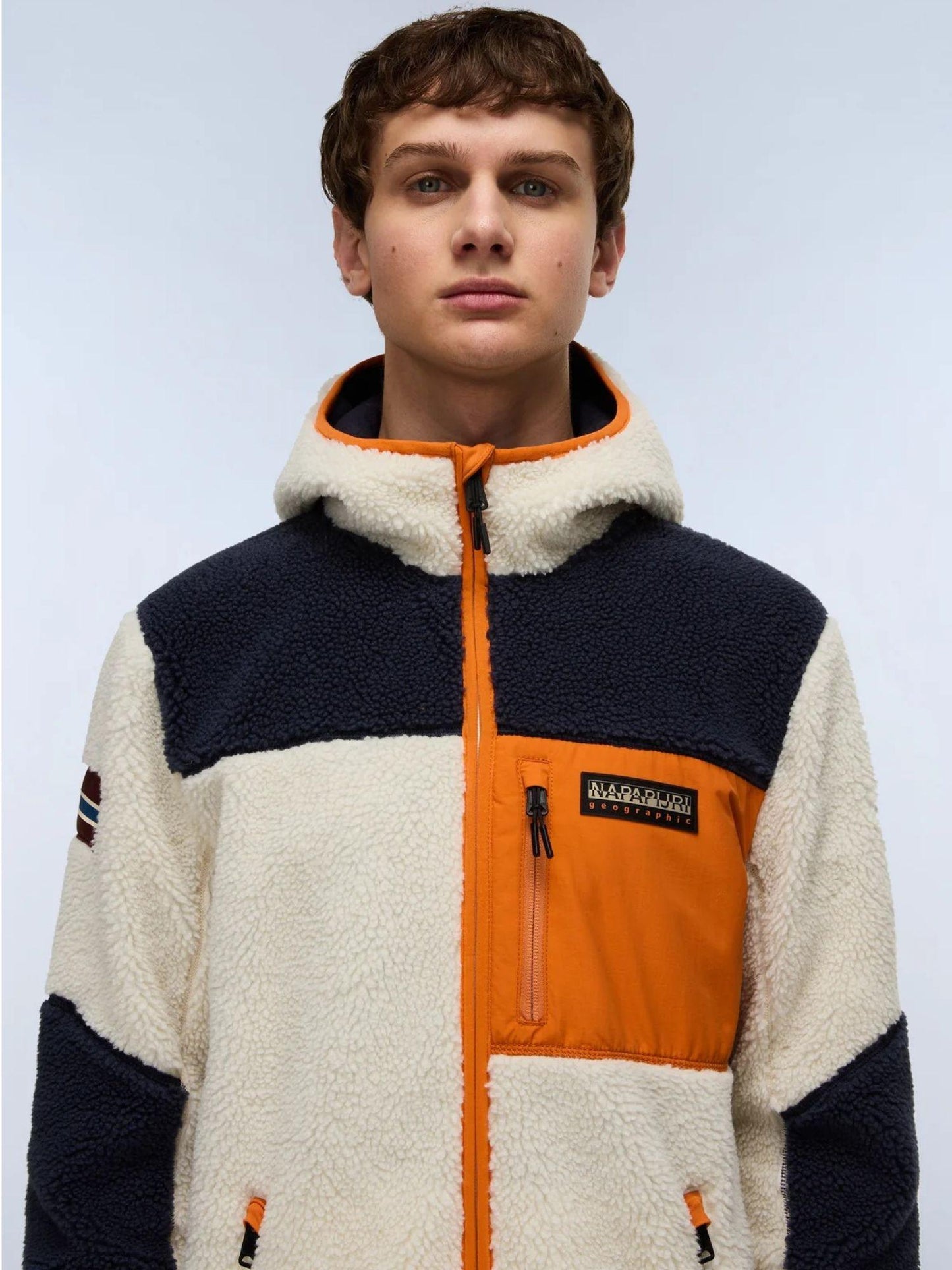 Napapijri Felpa Uomo Yupik Con Cappuccio E Zip in Pile Multicolore