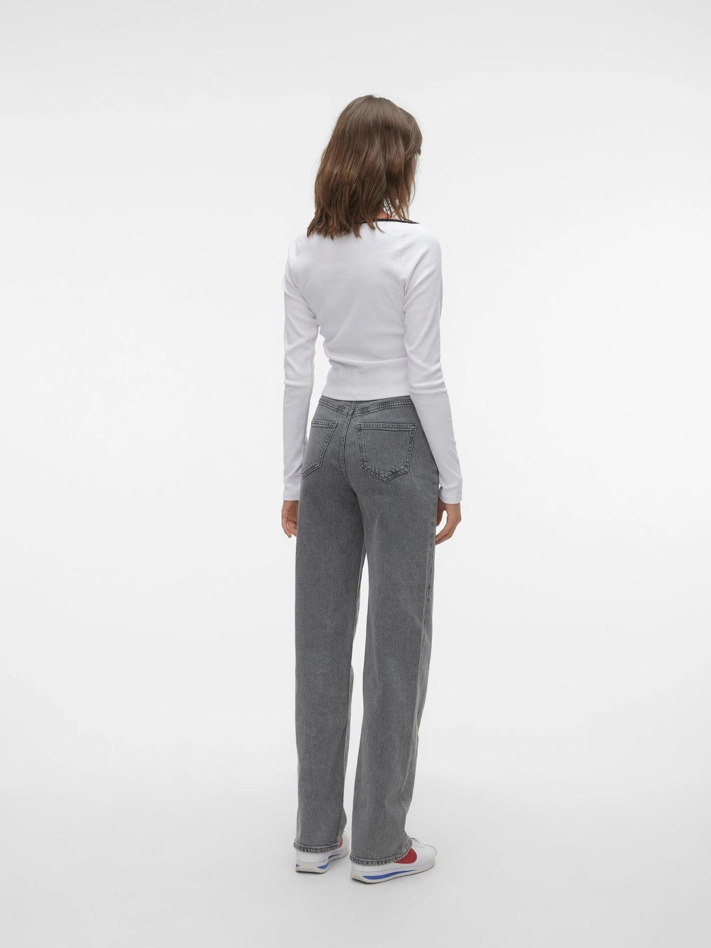Vero Moda Jeans Donna Tessa A Vita Alta Wide Fit Medium Grey Denim