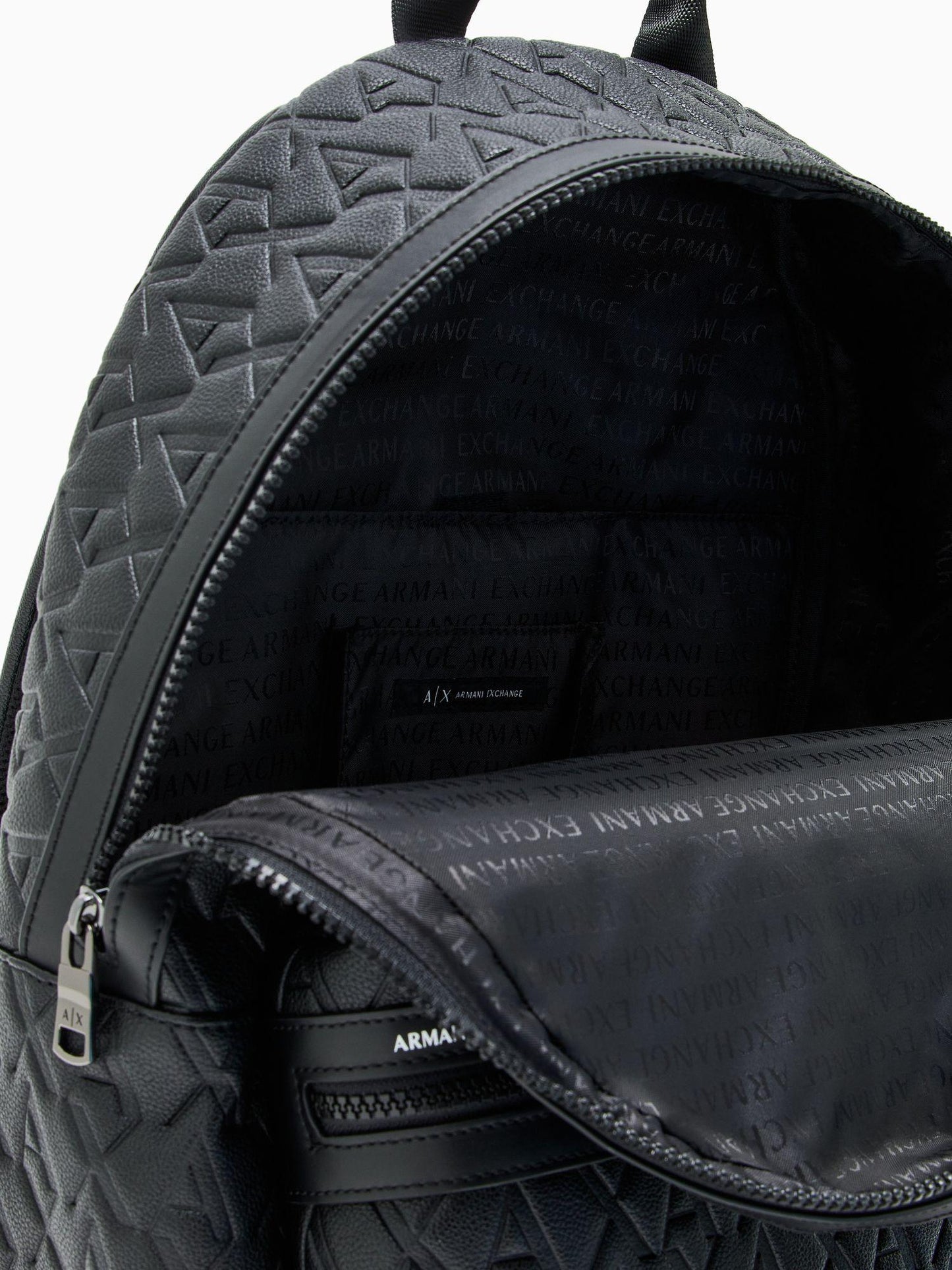 Armani Exchange Zaino con logo allover in tessuto riciclato ASV Nero