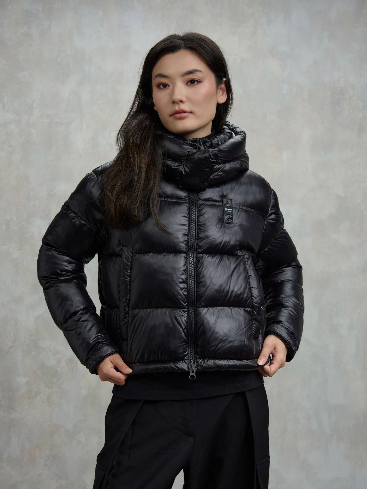 Blauer Giacca Invernale Donna Gloria Nera con Interno Beige