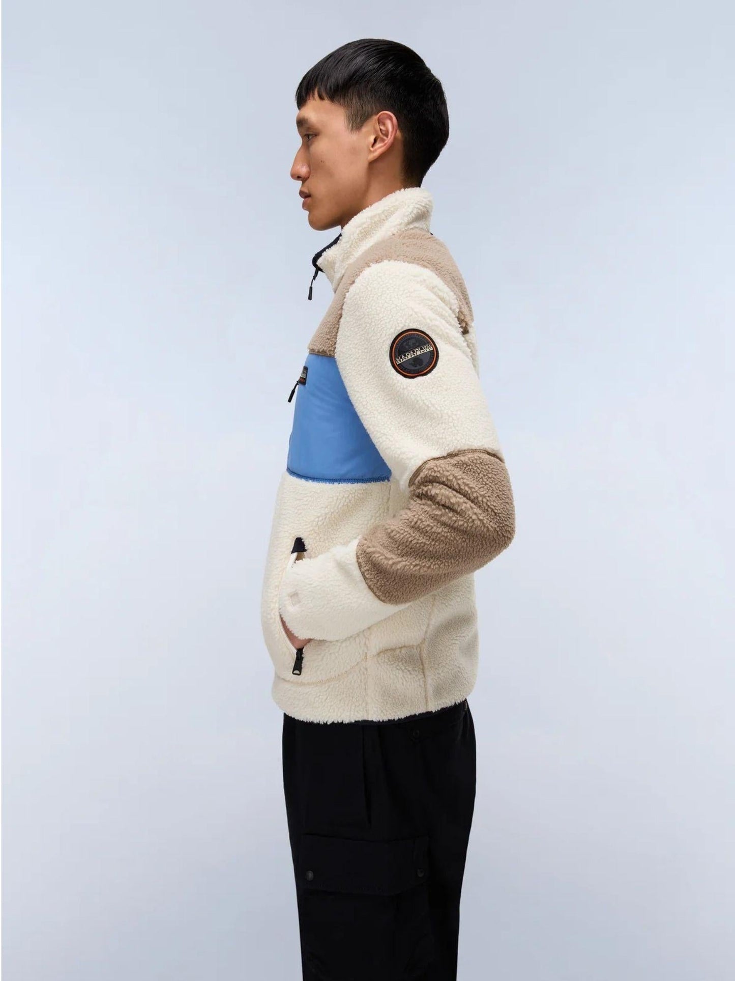 Napapijri Felpa Uomo Yupik In Pile Con Zip Multicolore