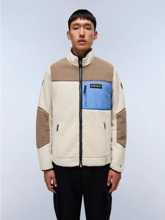 Napapijri Felpa Uomo Yupik In Pile Con Zip Multicolore