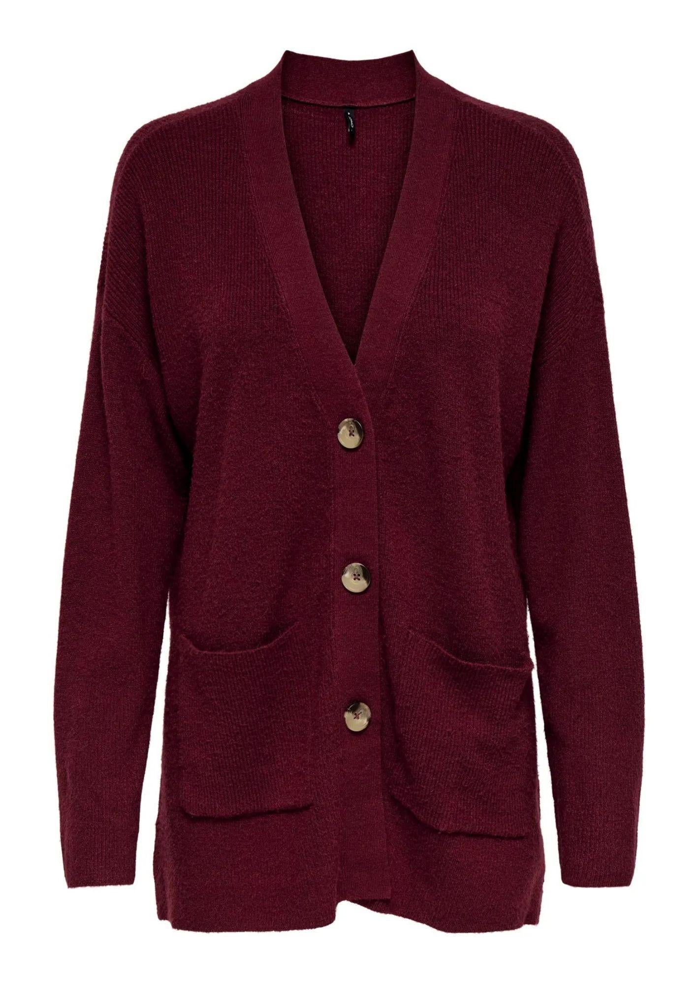 Cardigan Donna Only Ibi Bordeaux