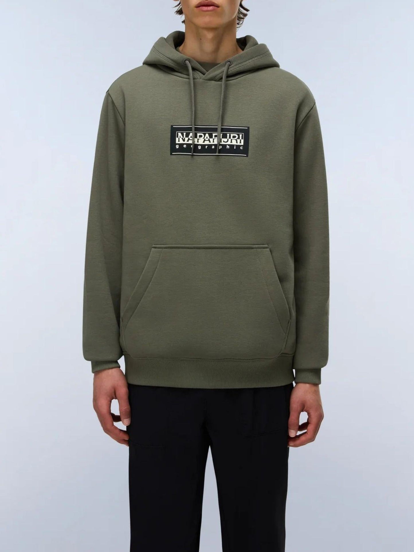 Napapijri Felpa Uomo con Cappuccio Box Logo Verde