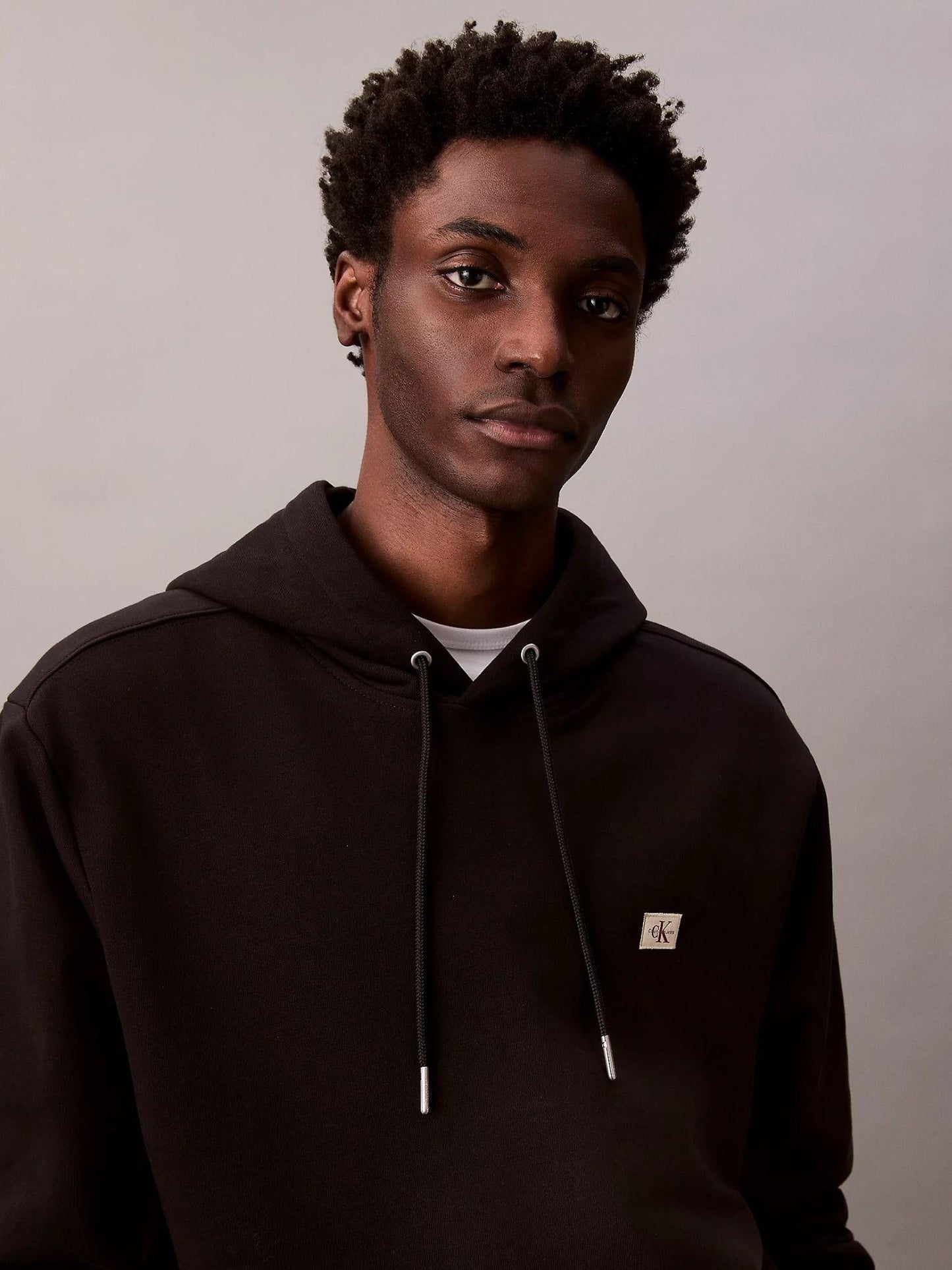 Calvin Klein Felpa Uomo In Spugna Di Cotone Con Cappuccio E Stemma Nero