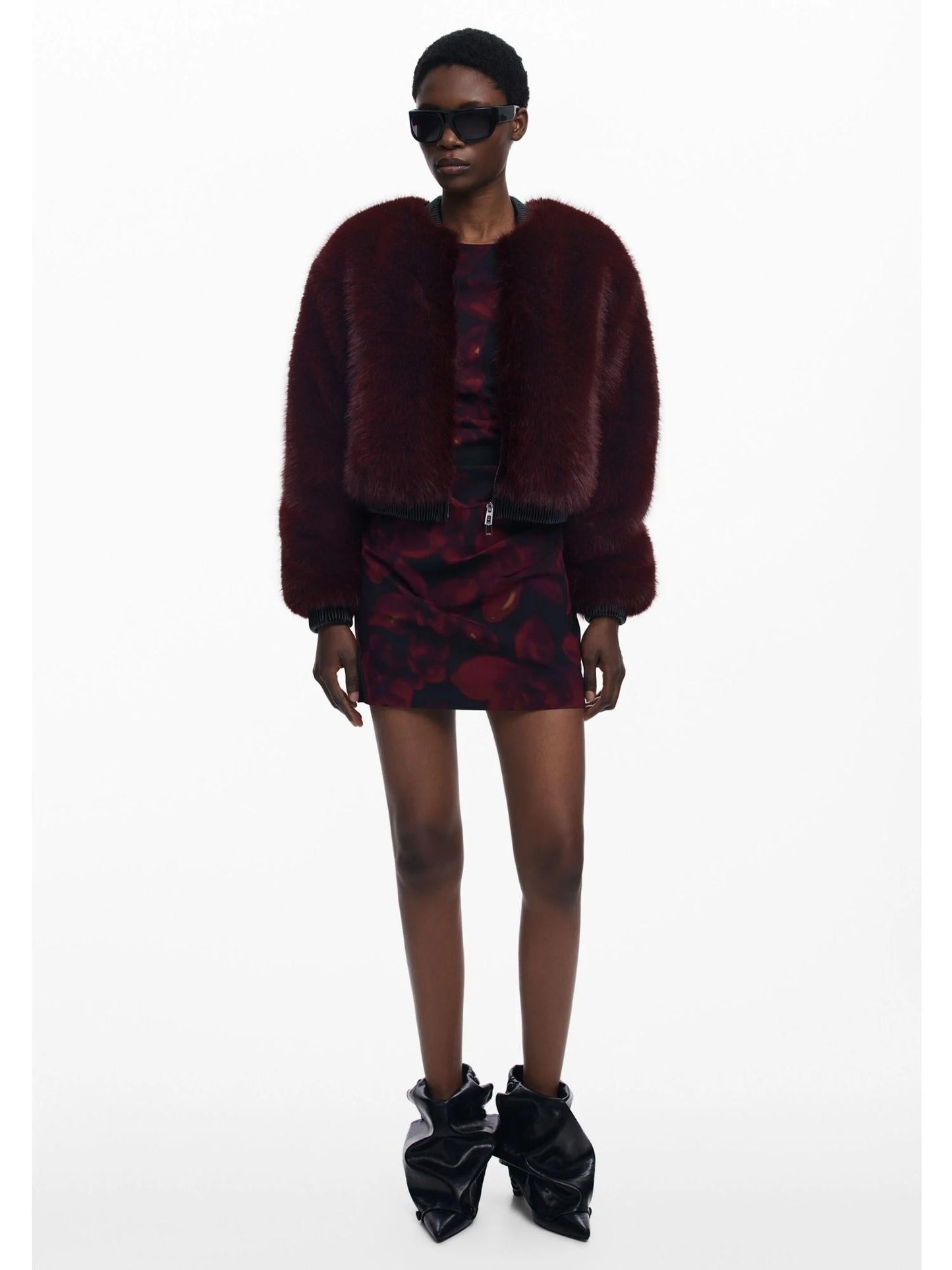 Desigual Giacca in pelliccia color lampone Donna