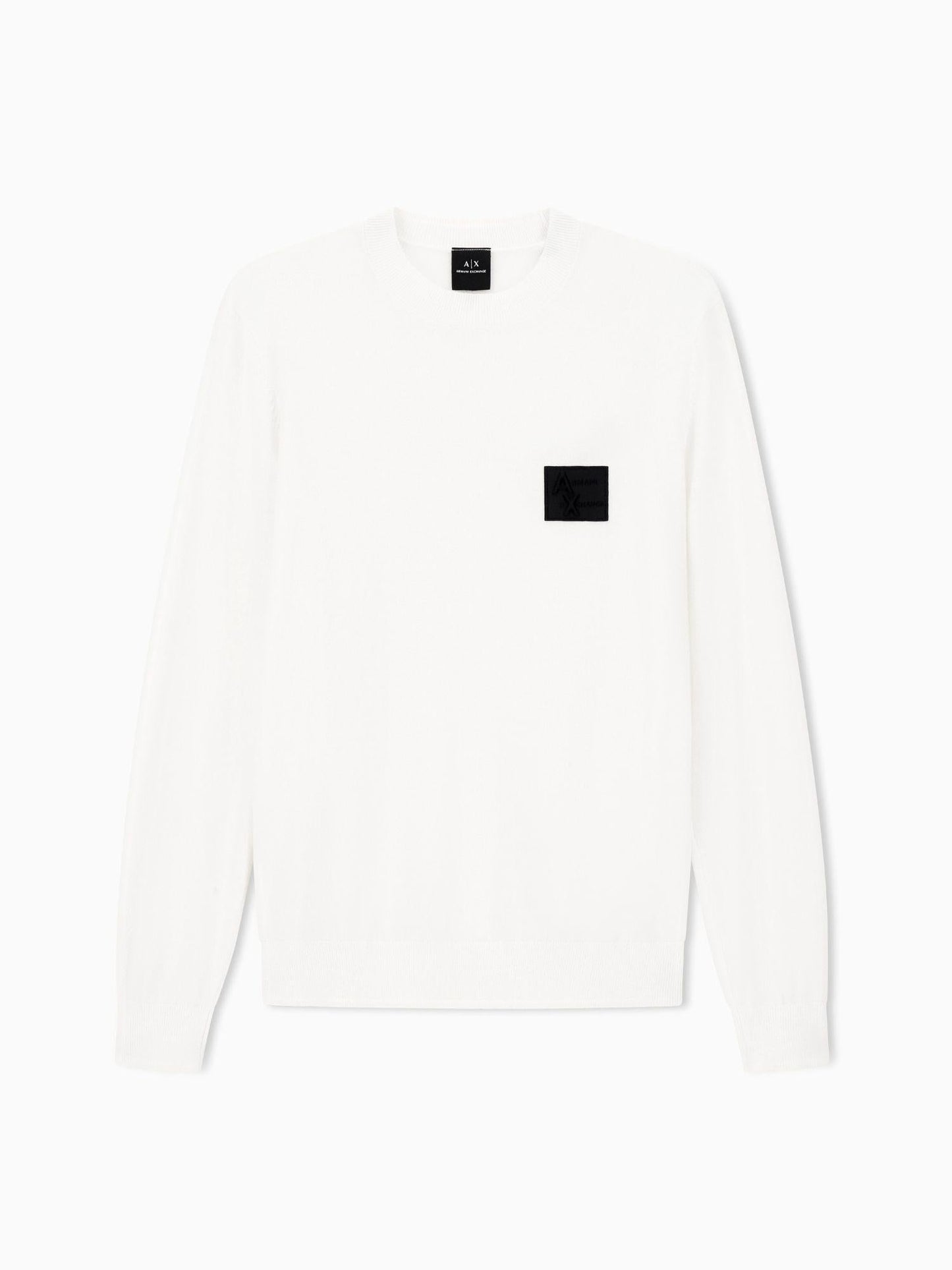 Armani Exchange Maglione girocollo con patch Uomo Bianco