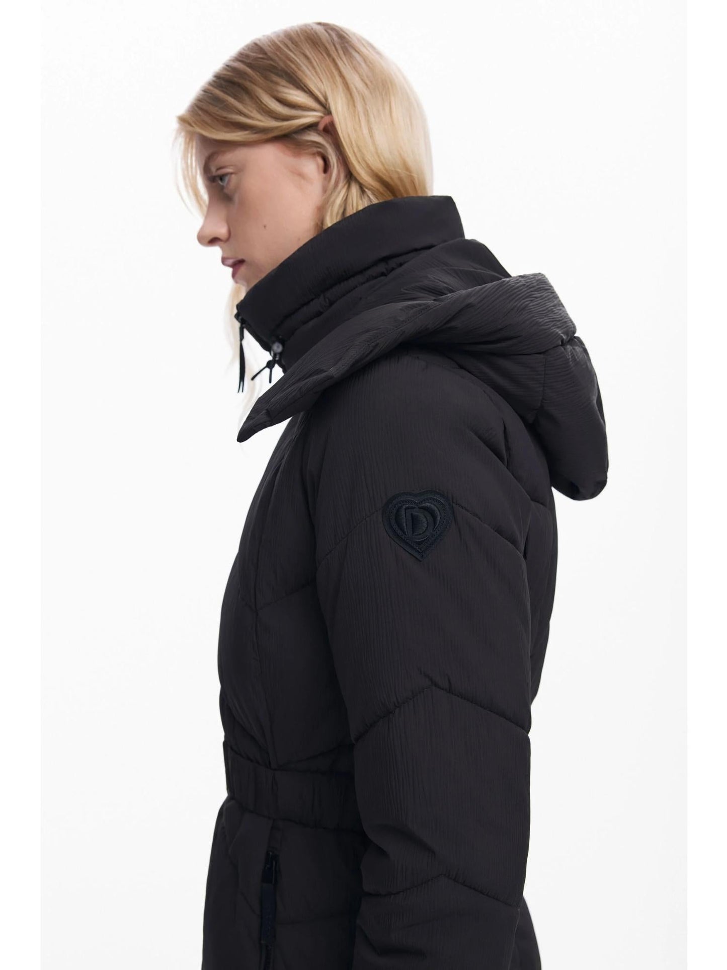 Desigual Giacca Imbottita con Cintura Donna Nera